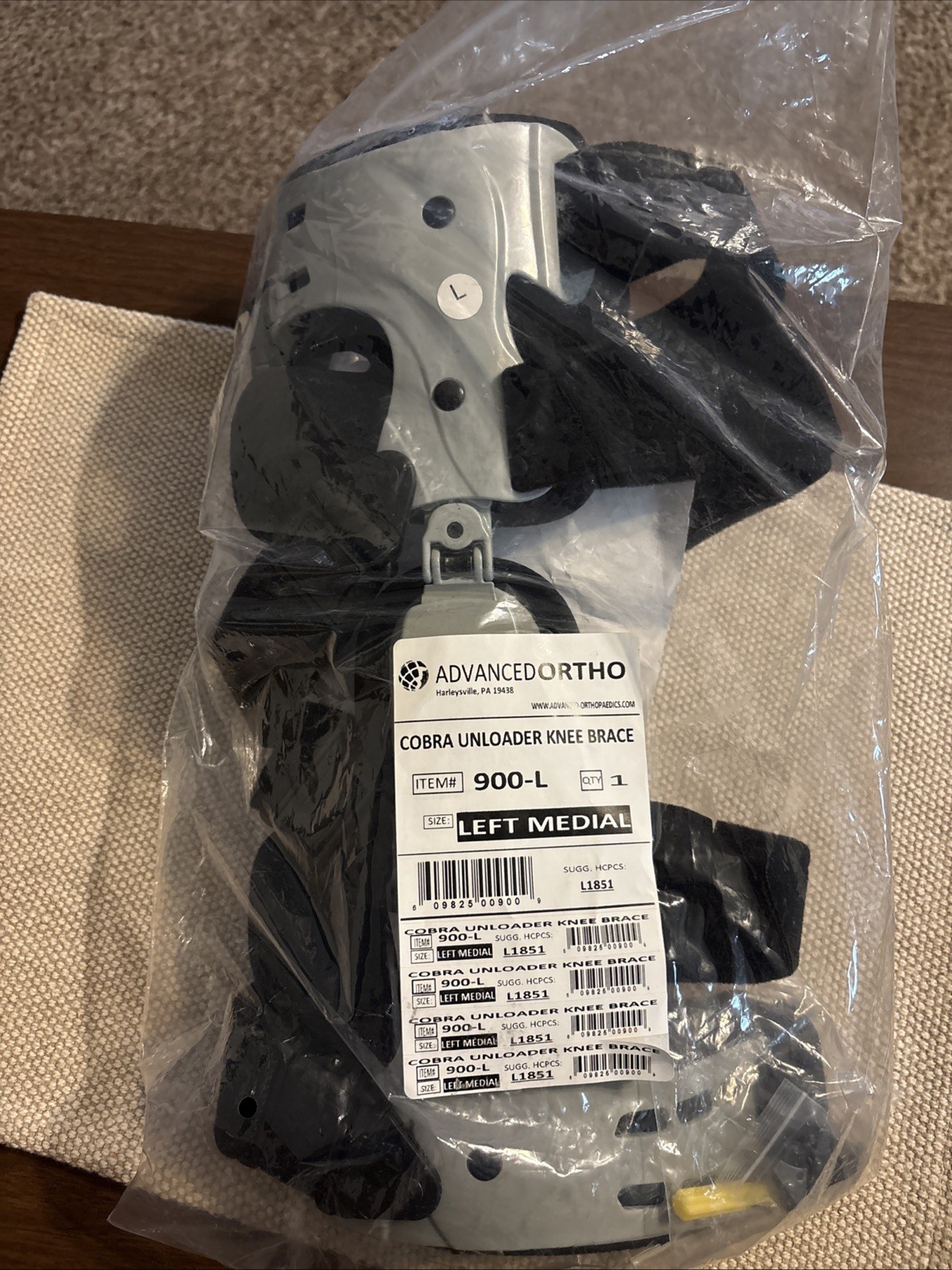 NIP Knee Brace Advanced Ortho Cobra Unloaded Knee Brace 900-L Left Medial