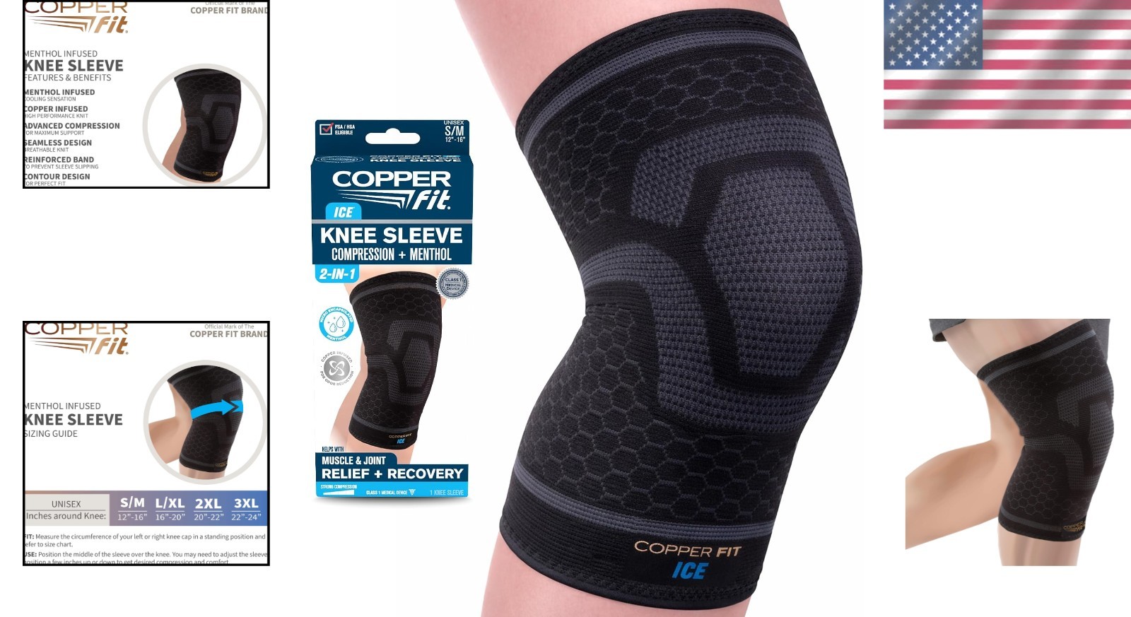 Menthol-Infused Knee Compression Sleeve L/XL – Enhances Recovery and Comfort