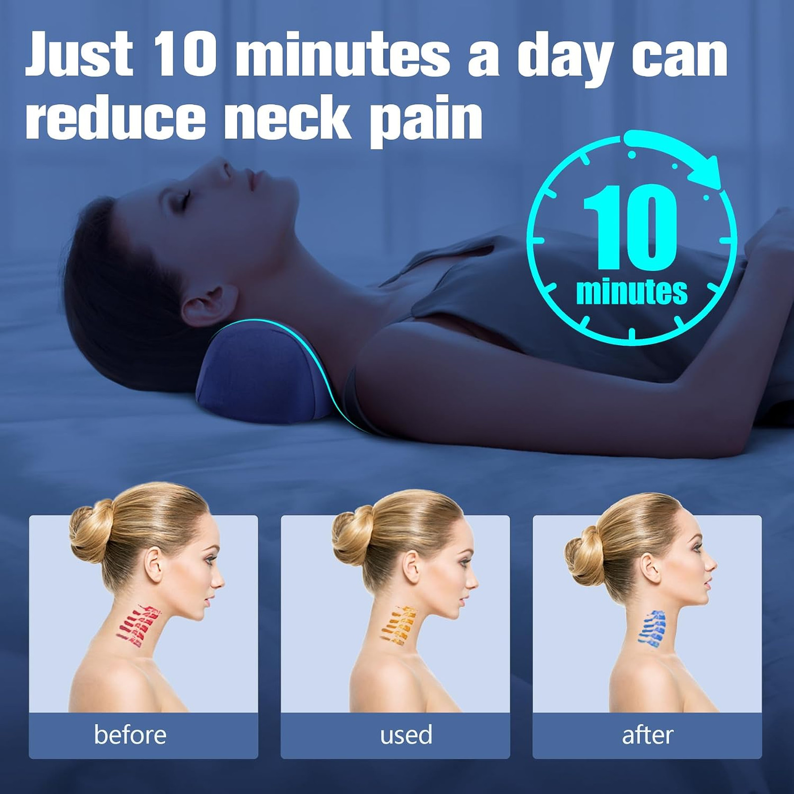 Small Cervical Traction Pillow, Neck Support Pillow, Memory Foam, Ergonomic