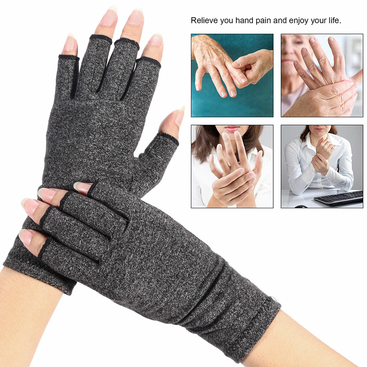 Support Gloves for Hand Pain, Compression Gloves for Women Men Work, Finger-free