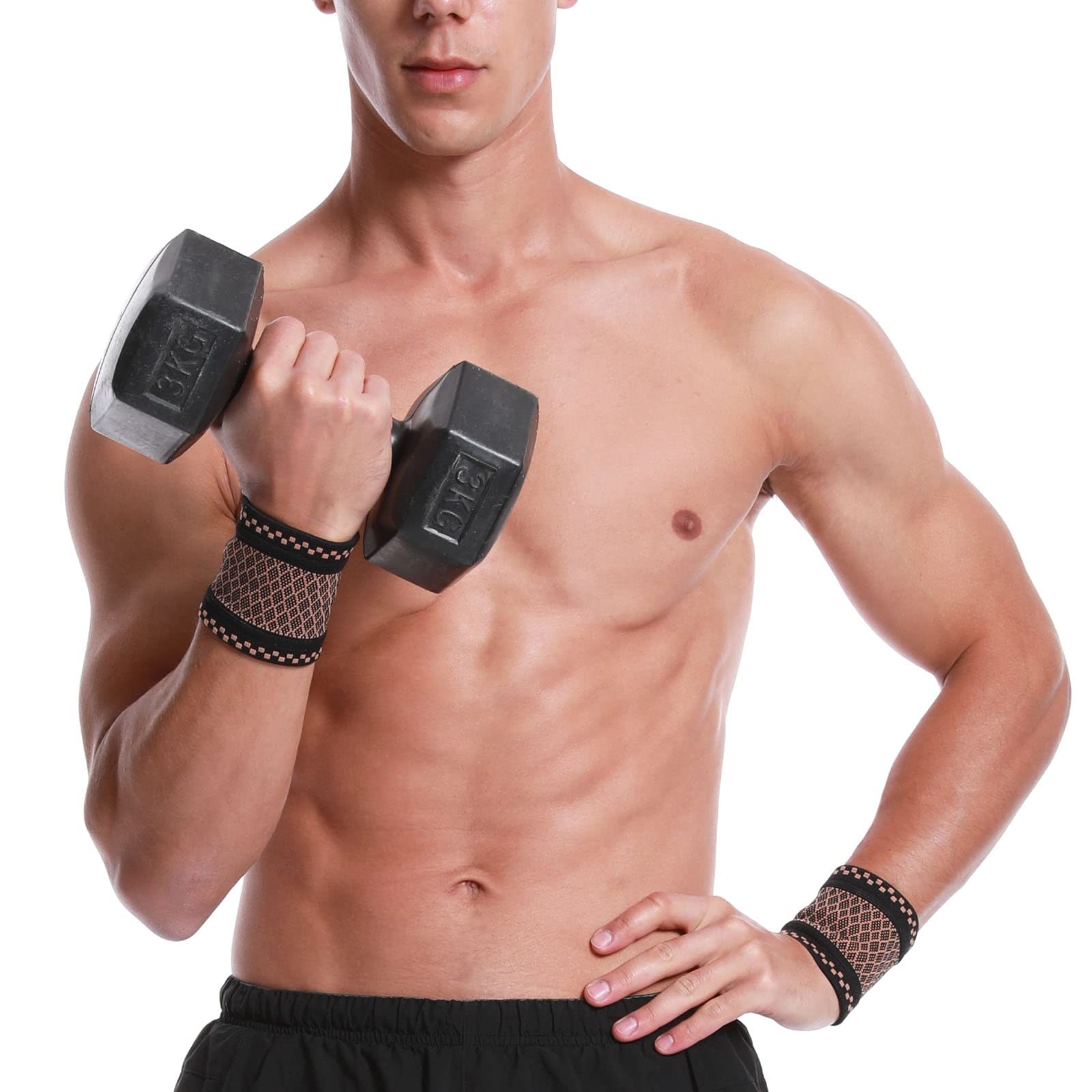 Copper Wrist Compression Sleeves (2Pcs), Large (Pack of 2)