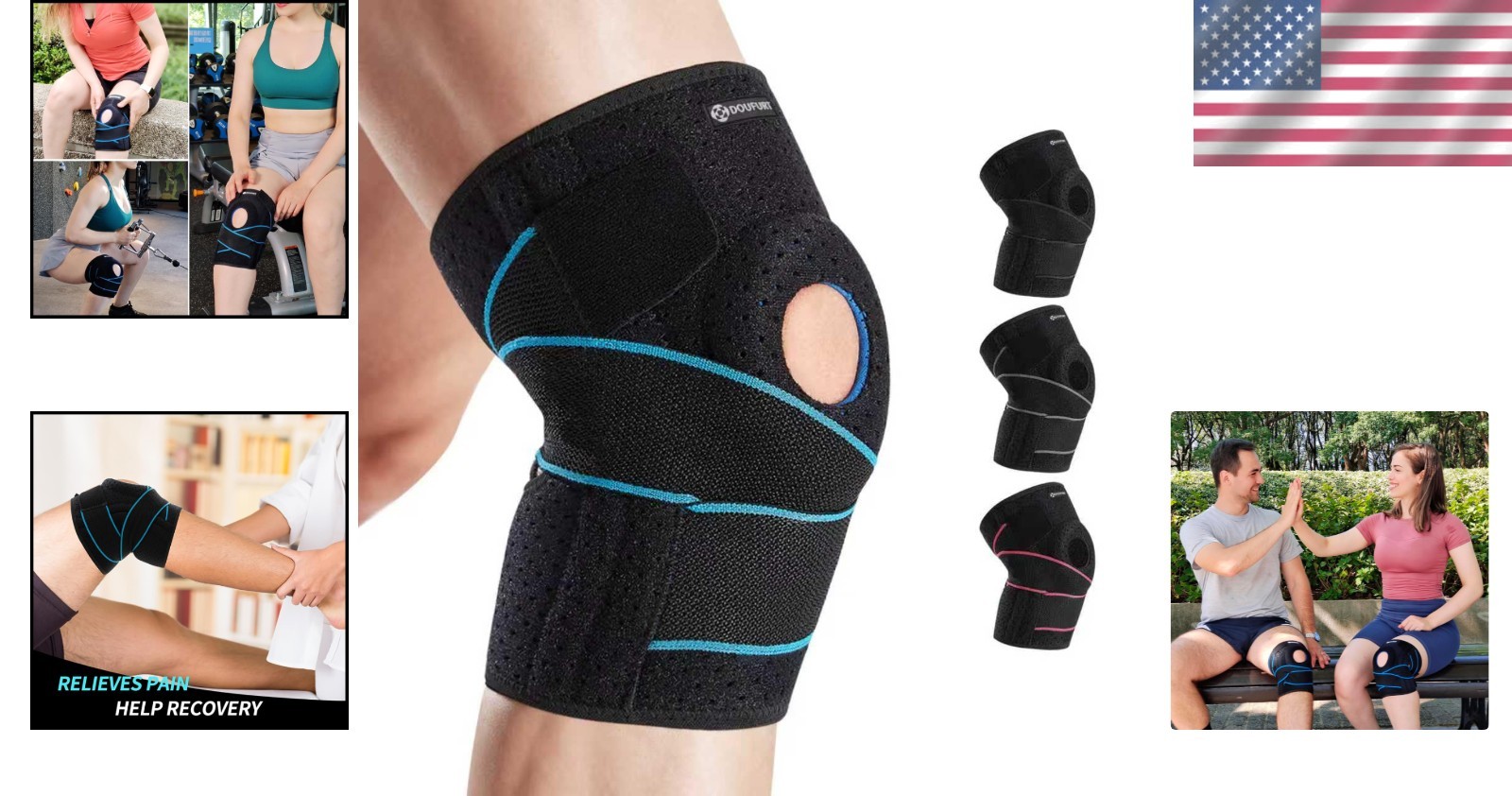 Spring-Loaded Knee Brace | Non-Slip, Adjustable & Supportive for All Activities