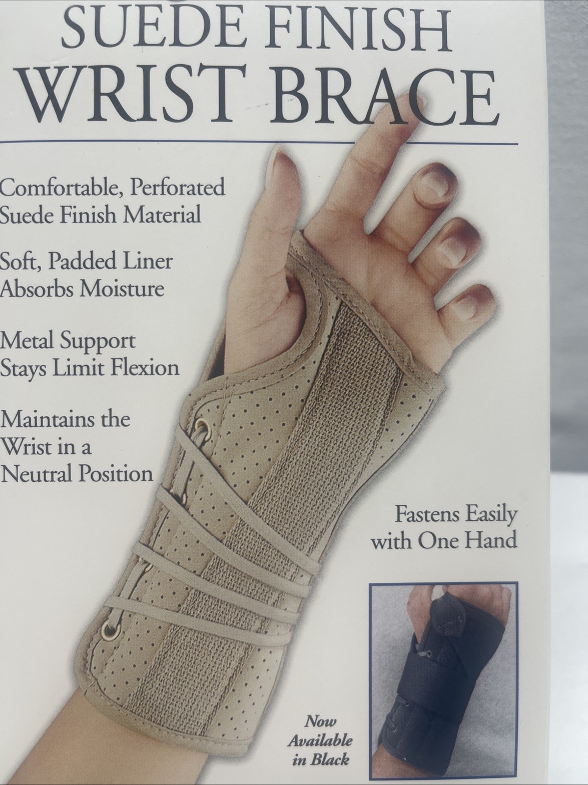 WRIST BRACE SOFT FIT SUEDE FINISH MEDIUM LEFT BEIGE HOSPITAL GRADE FLA ORTHO
