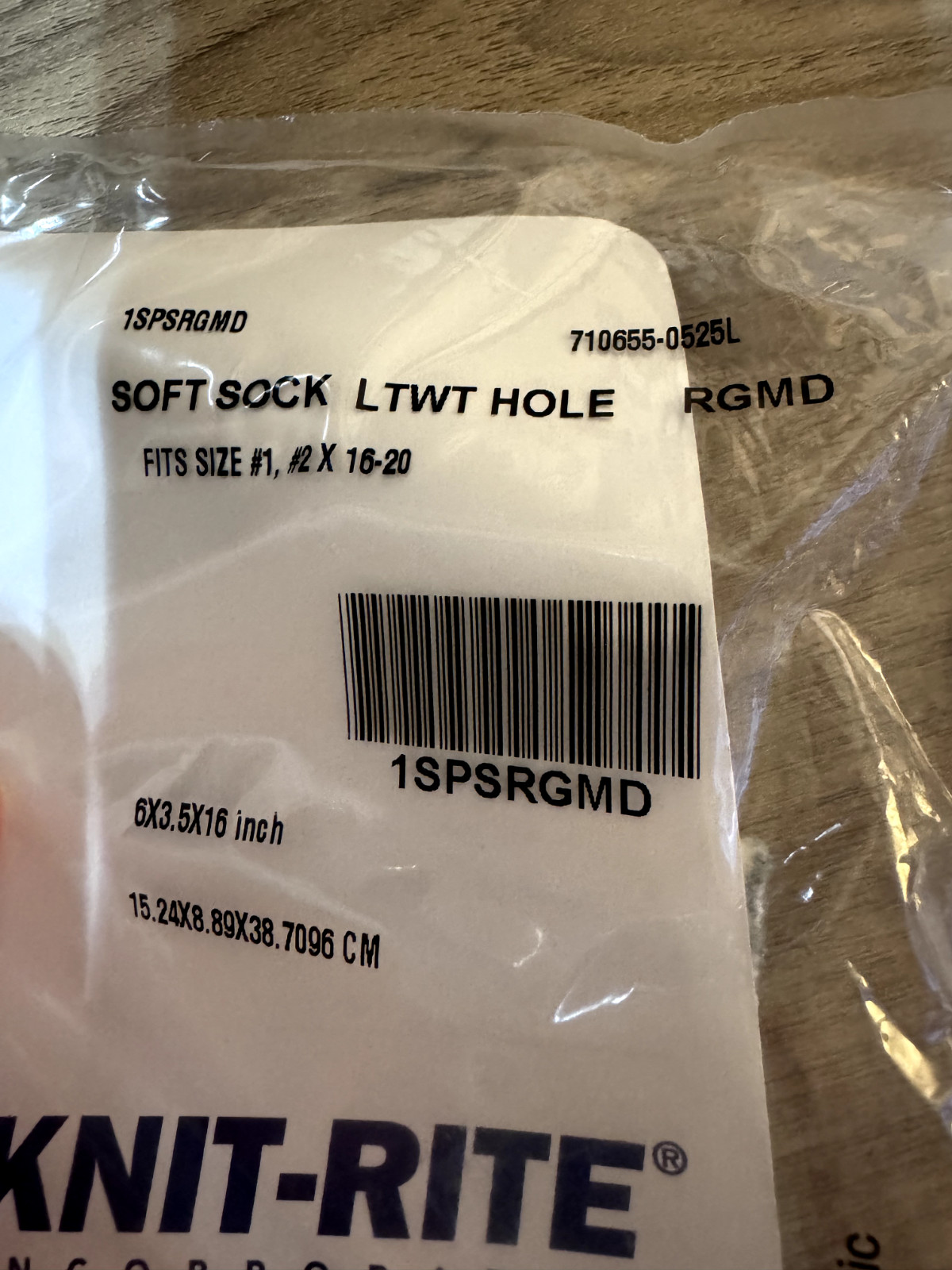 Knit-Rite SOFT SOCK LTWT HOLE Prosthetic Sock – Fits #1, #2 x 16-20 NEW