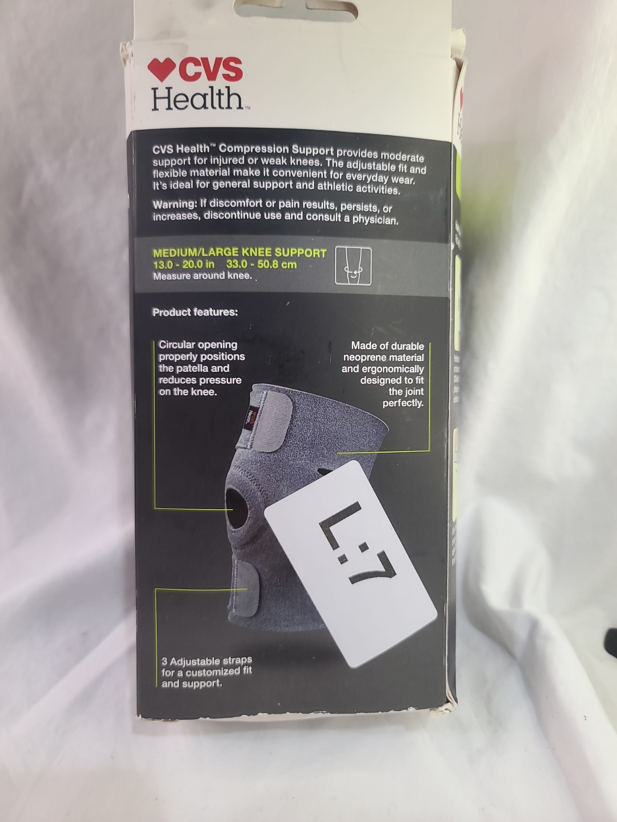 CVS Health Compression Knee Support Breathable Material Size Med/Lg