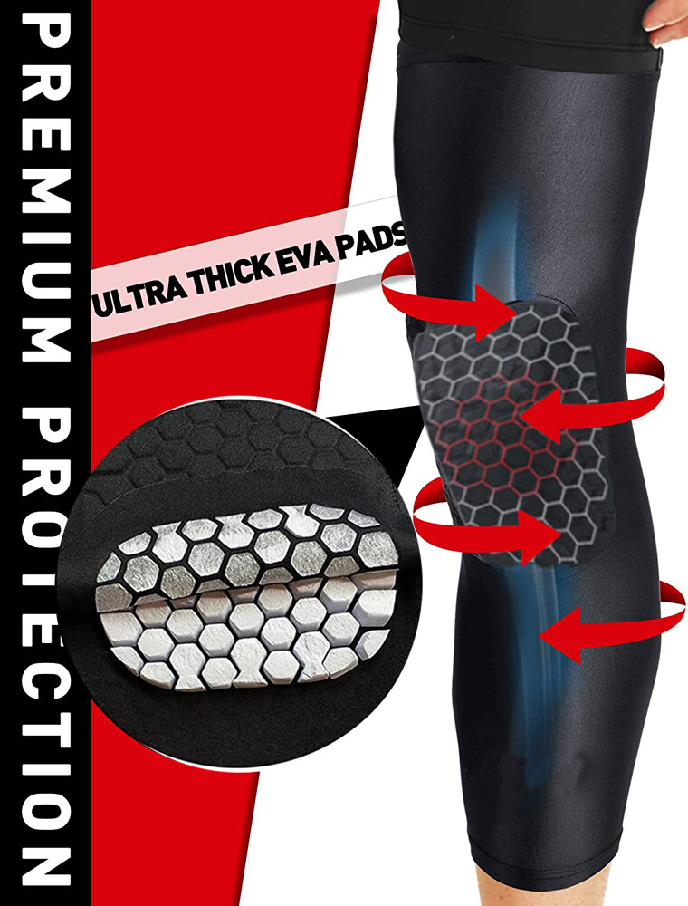 Compression Long Sleeve Support Leg Knee Pad Brace Sports Pain Guard Men & Women