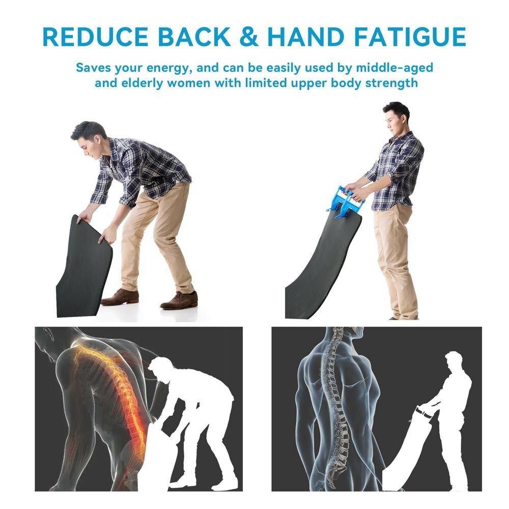 Ergonomic Mat Moving Clamp, Heavy Duty Gripper for Rubber Exercise & Stall Mats
