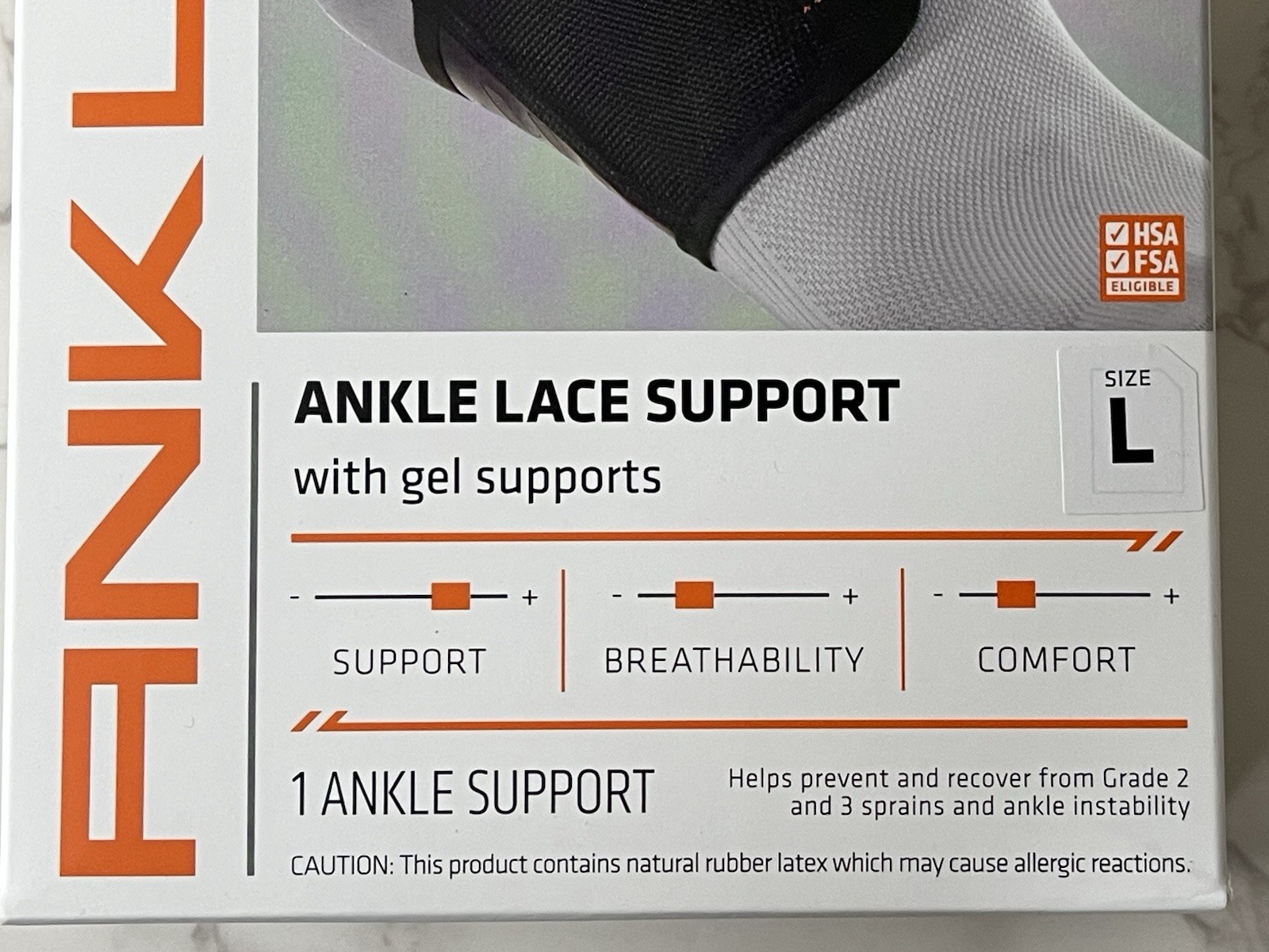 Shock Doctor Level 2 Ankle Lace Support w/ Gel Supports Large New