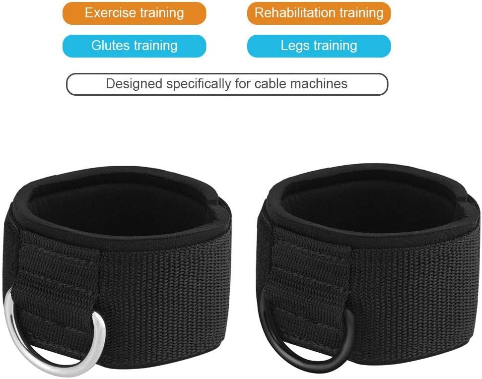 Ankle Wrist Cuffs Neoprene Padded Straps D-Ring Glute Kickback for Cable