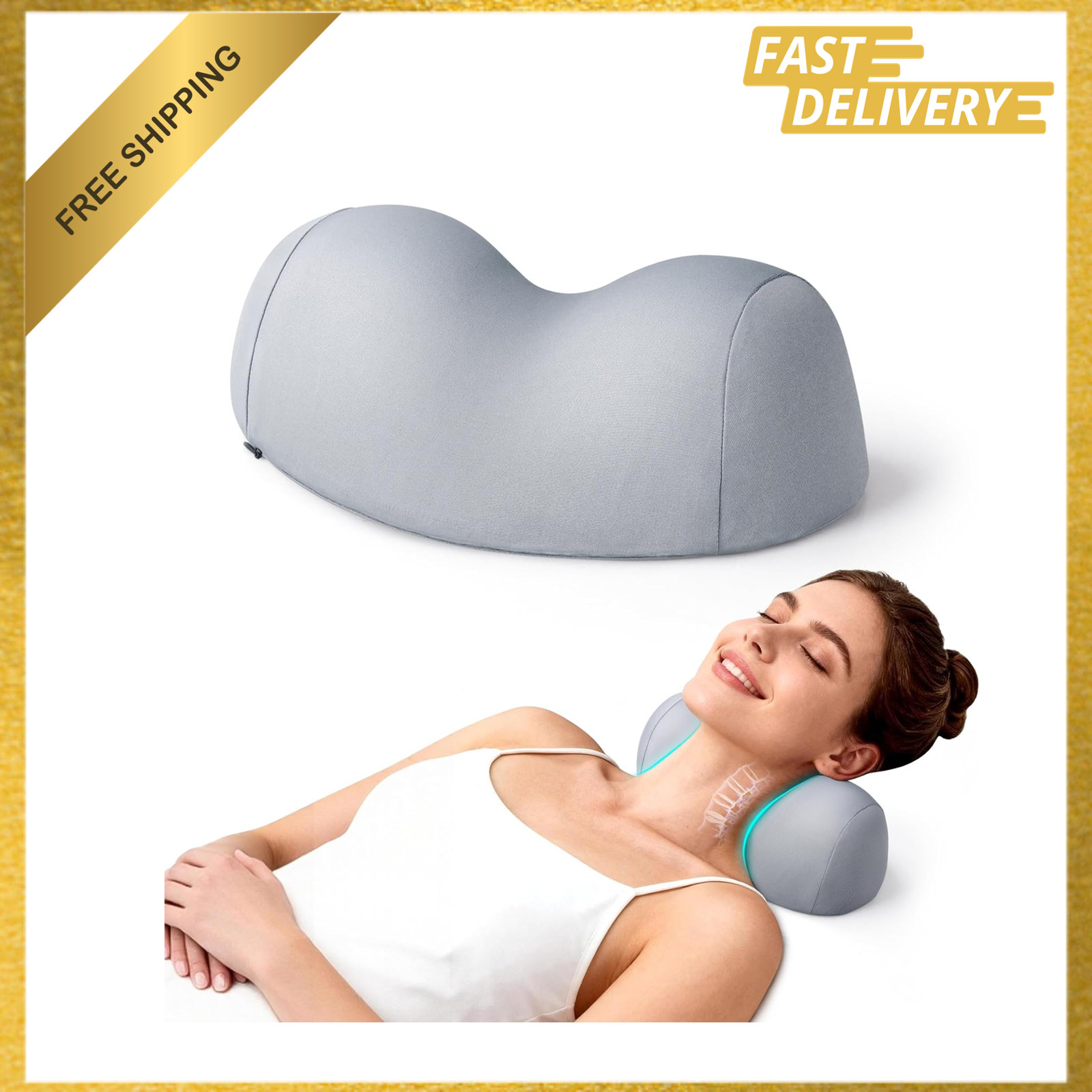 Small Neck Stretcher Pillow for Pain Relief, Cervical Traction Device, Memory