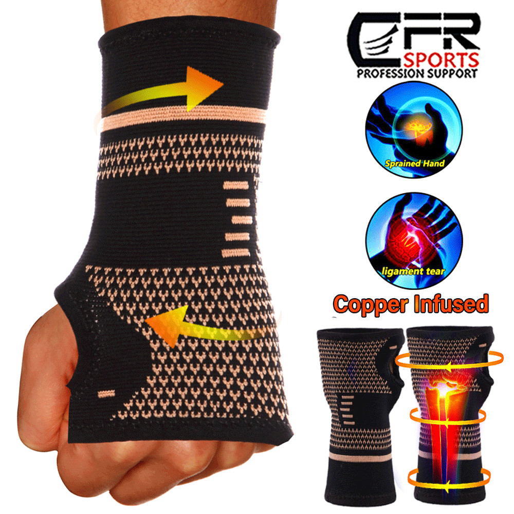 Wrist Support Hand Brace Compression Glove Sleeve Arthritis Copper Carpal Tunnel