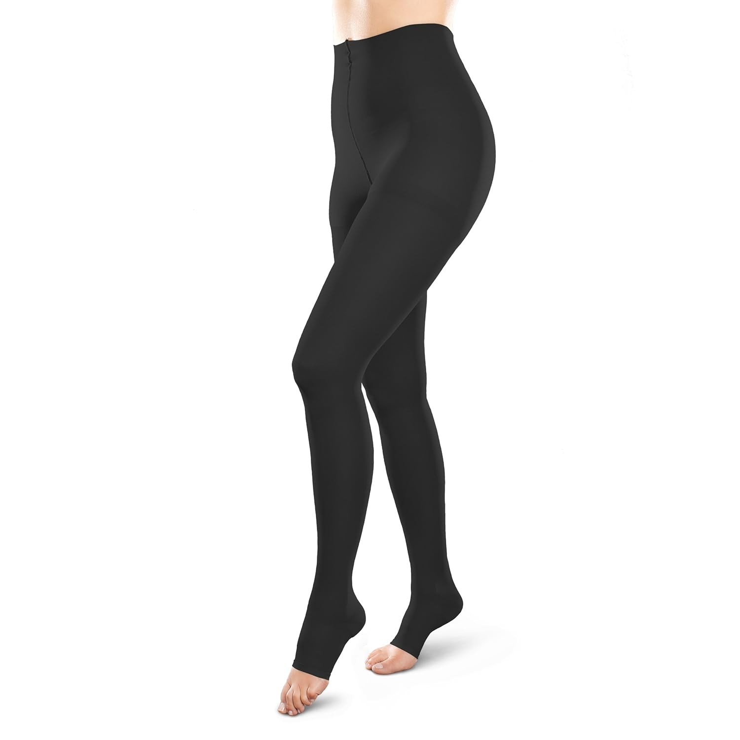 Therafirm Ease Open-Toe Waist High 20-30mmHg (Black, Large Short)