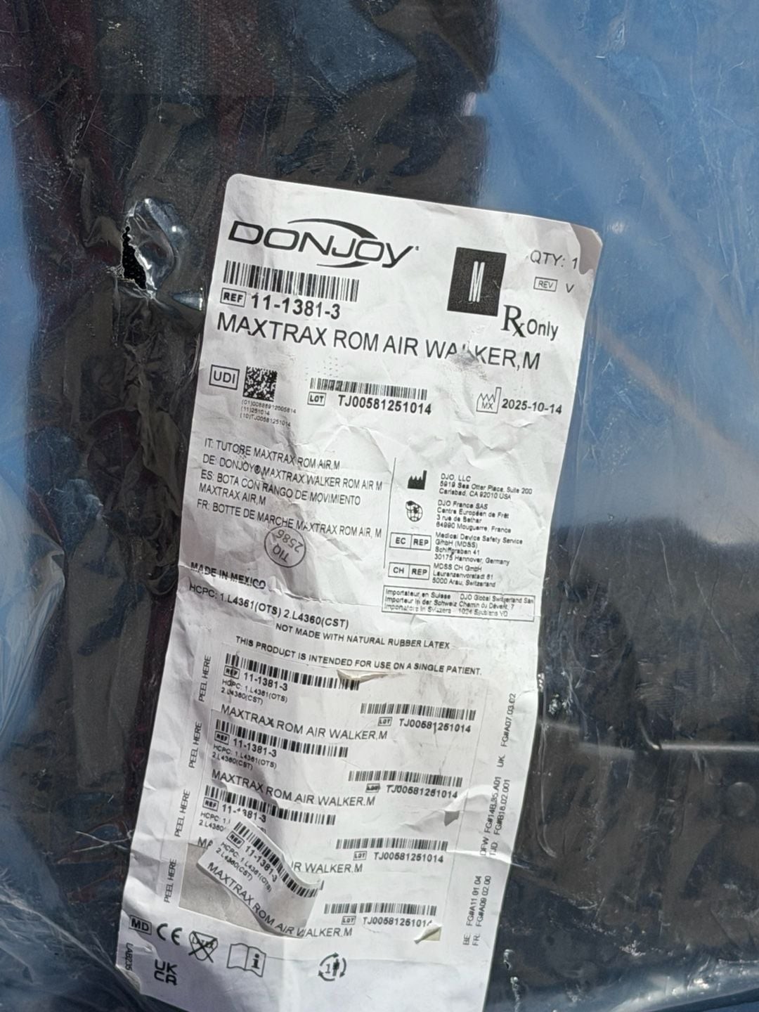 NEW DonJoy Maxtrax ROM Air Walker Boot, Size Medium