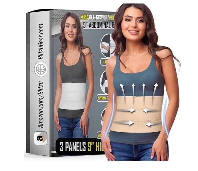 Abdominal Binder Postpartum Belly Band 9″ 3-Panel Compression Wrap Size L/XL