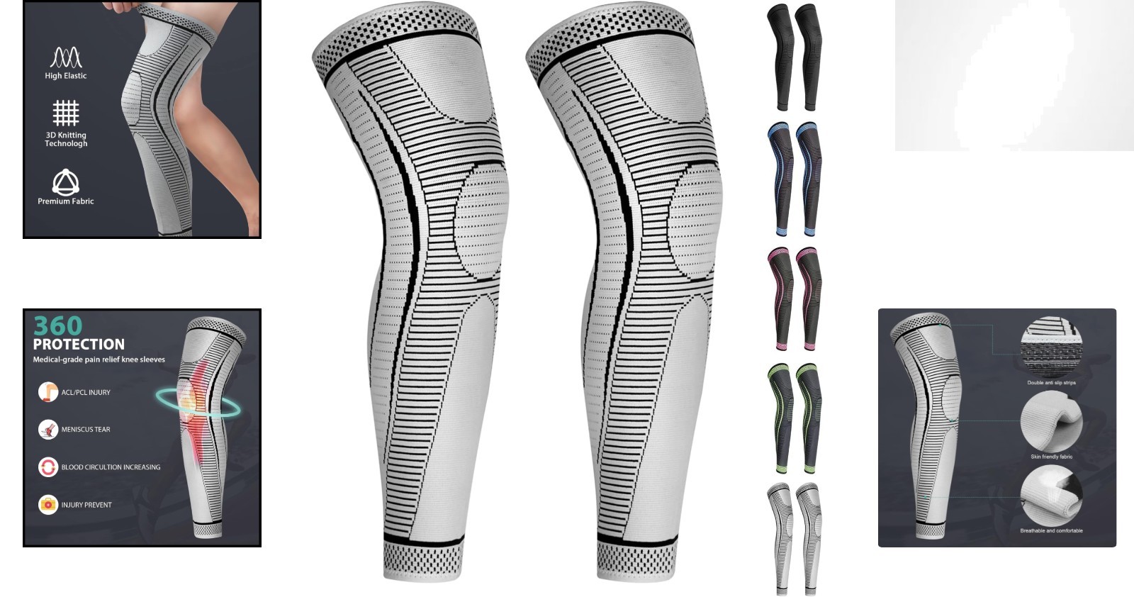 Large 2 Pack Compression Sleeves with Breathable Nylon for Active Lifestyles