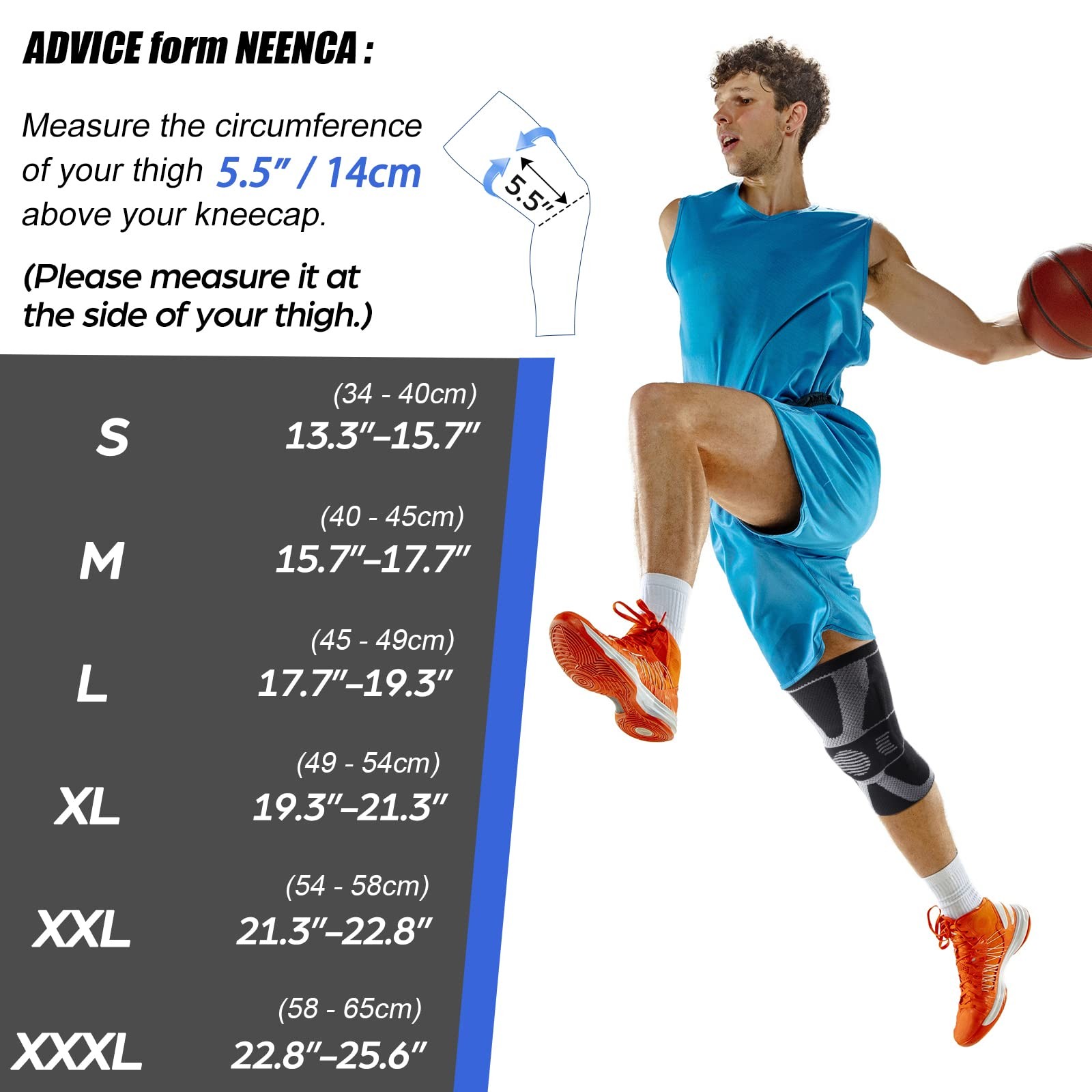 Professional Knee Brace Compression Sleeve Support for ACL Meniscus Arthritis L