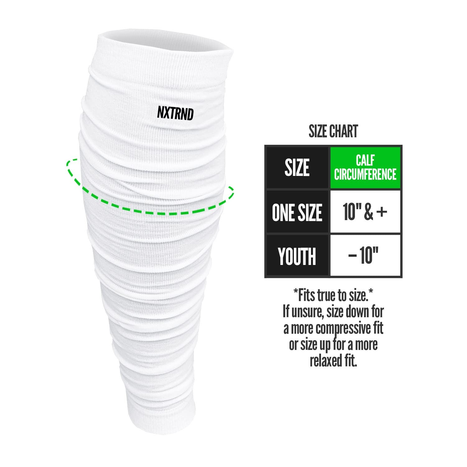 Nxtrnd Football Leg Sleeves, Calf Sleeves for Men & Boys, Sold as a Pair (White)