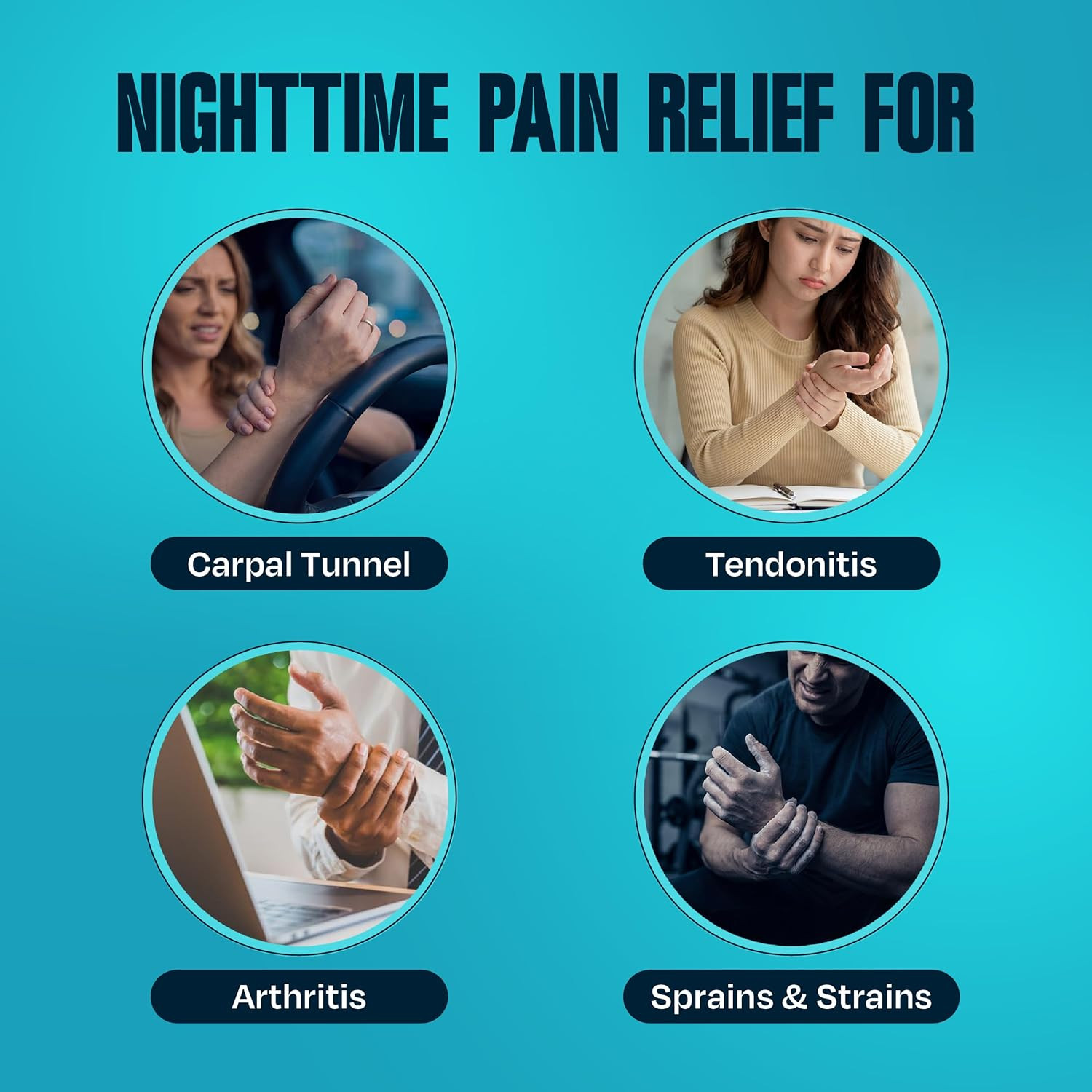 2 PACK Nighttime Pain Relief Wrist Brace for Carpal Tunnel, Tendonitis, Arthr…