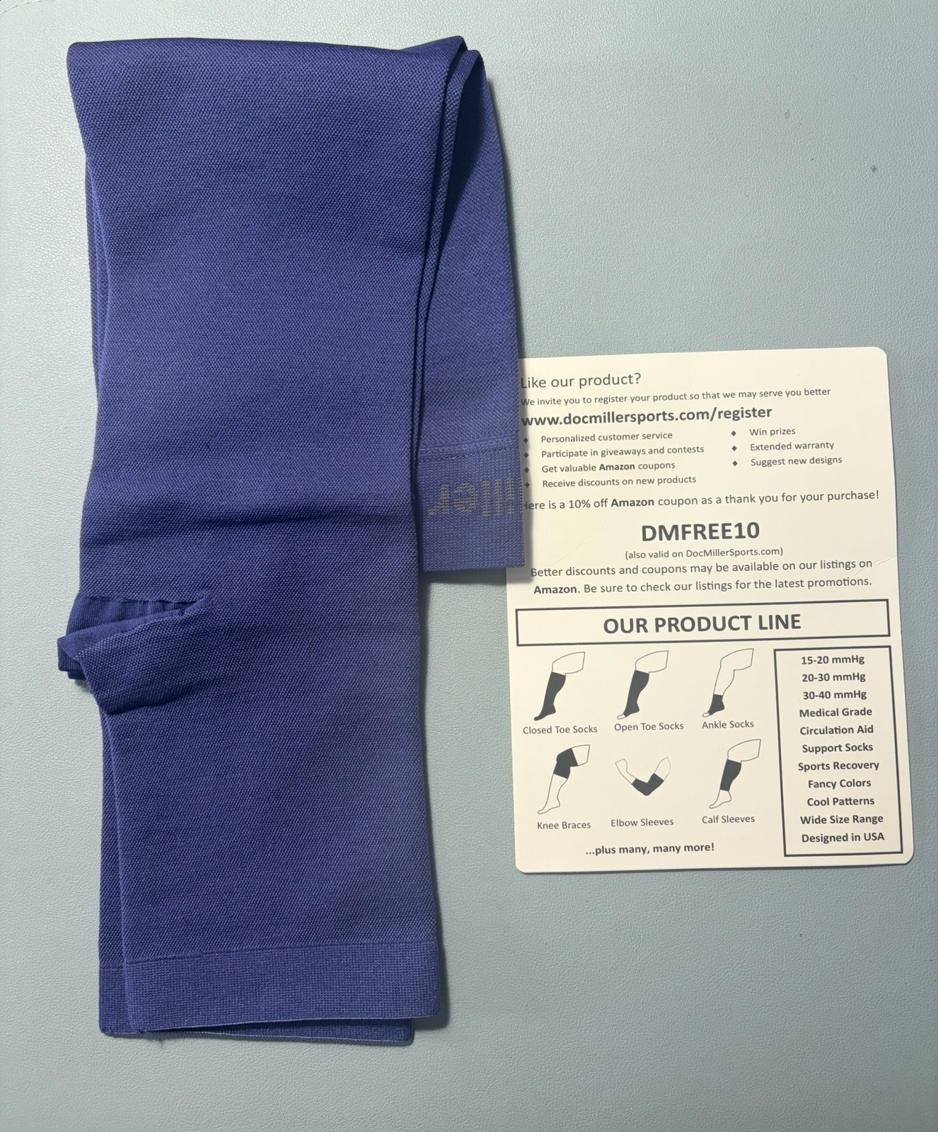 Doc Miller Open Toe Compression Sleeve Stockings 30-40 mmHg XL Tall Navy Blue