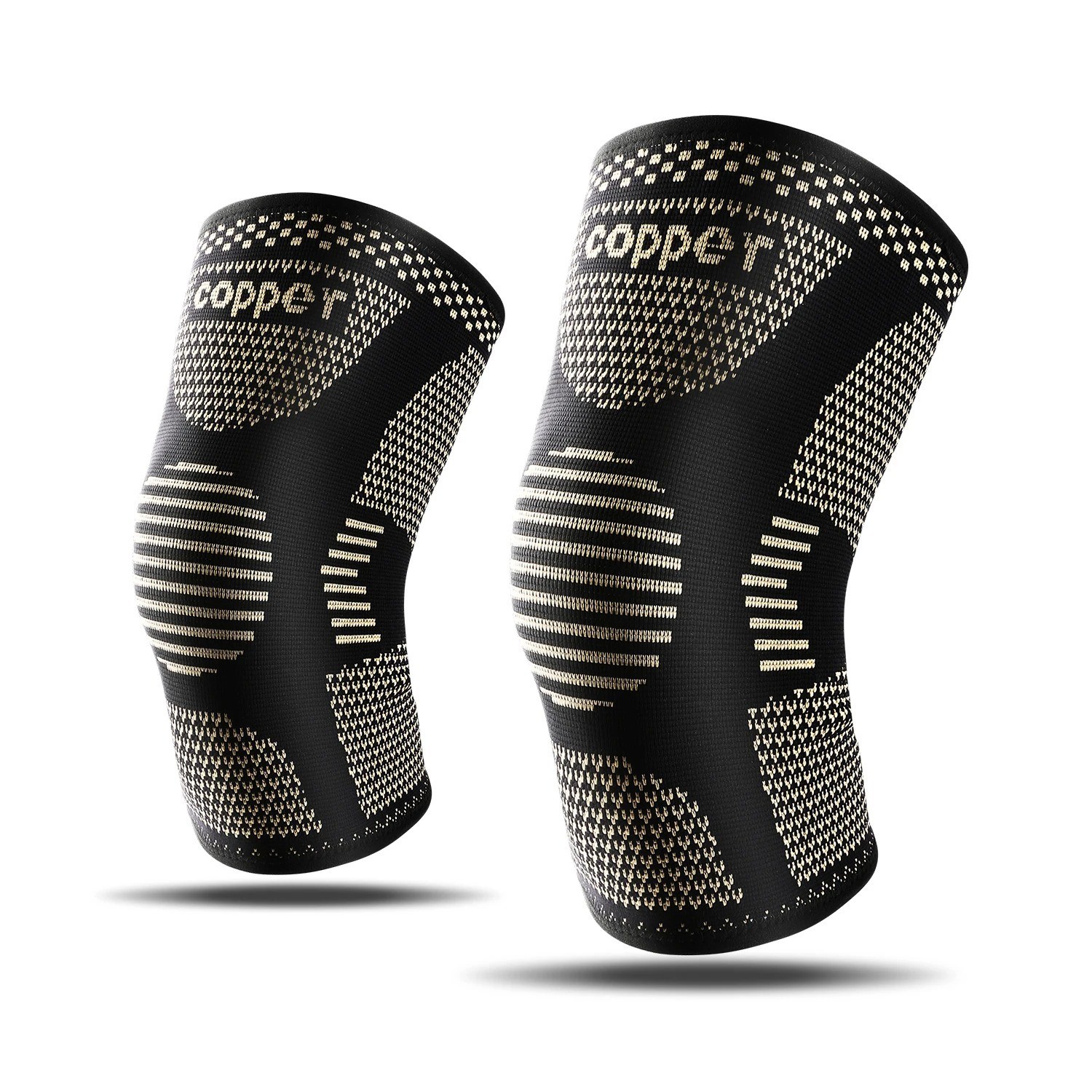 2 PCS Copper Knee Brace Compression Sleeve Support Joint Pain Relief Sport.