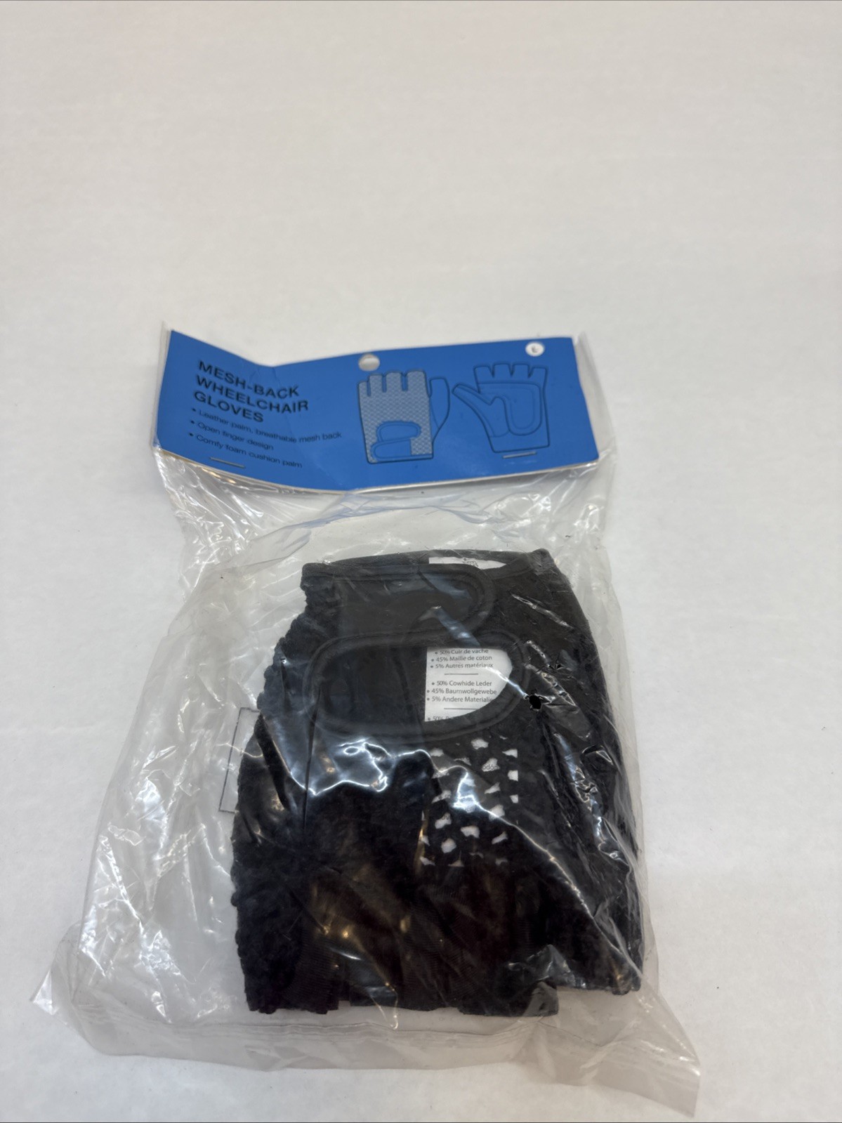 Push Gloves Mesh Back Wheelchair Gloves 081173657 Size Large