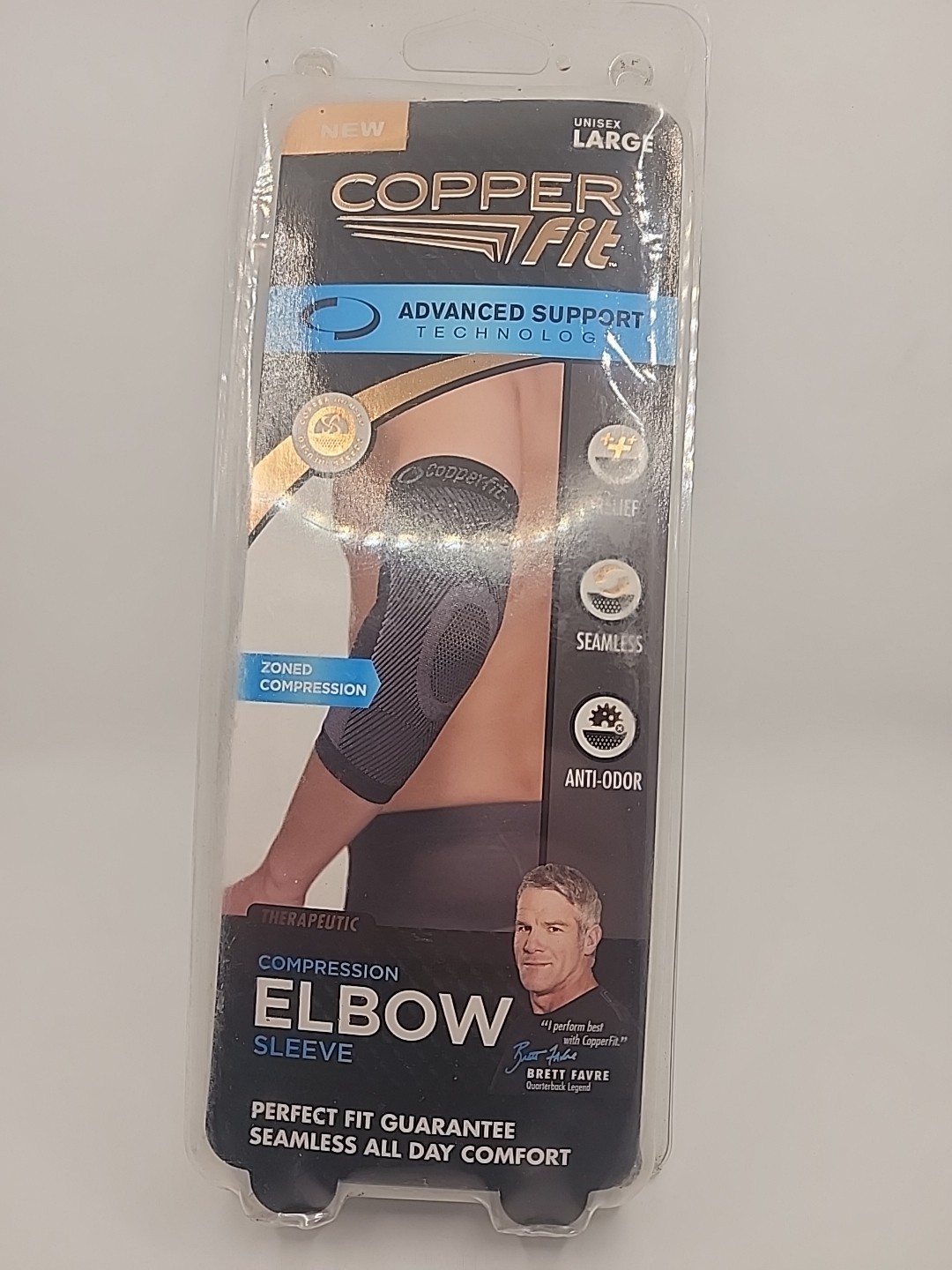 COPPER FIT Tennis Elbow Support Brace Compression Sleeve LG 12.5-14″ Pain Relief