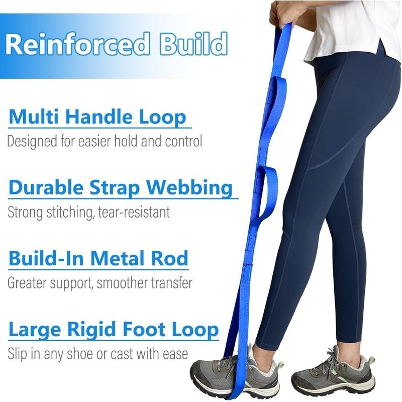 Multi-Loop Handle Leg Lifter 42 Inch Durable Strap Mobility Aid Recovery New
