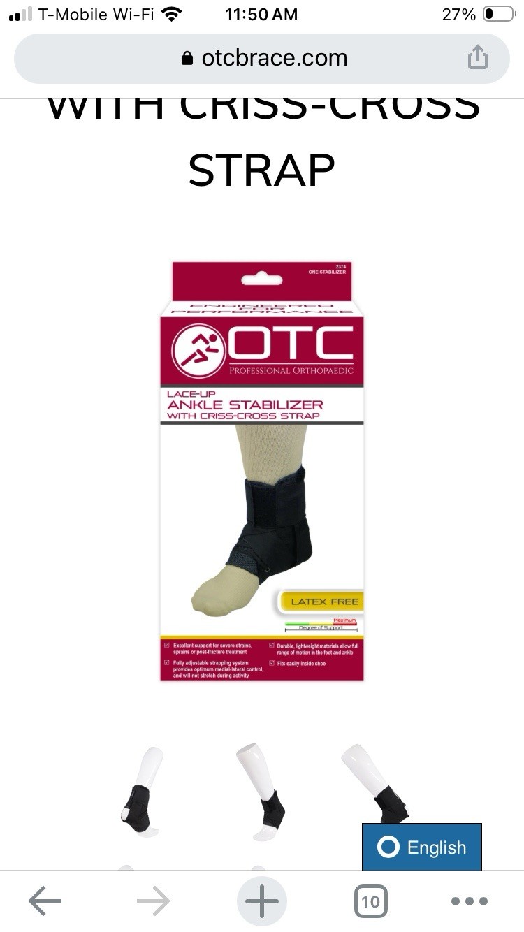 OTC Professional Ortho Lace-Up Ankle Stabilizer w/ Criss-Cross Strap-2374 XLarge