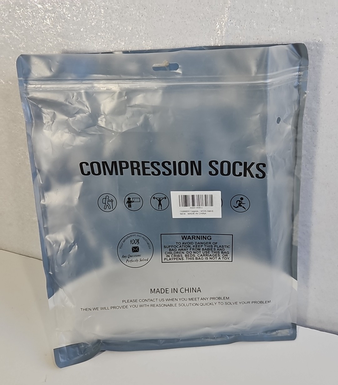 Charmking Compression Socks 4 Pair S/M Unisex Men/Women Pink Brown Knee High