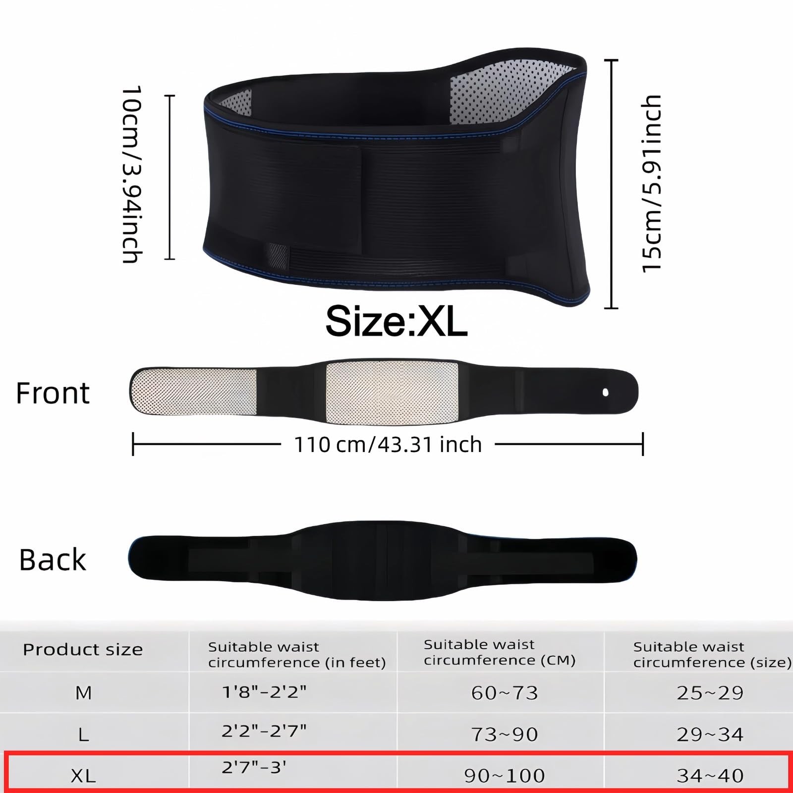 Self heating lumbar support strap suitable for both men and women adjustable…