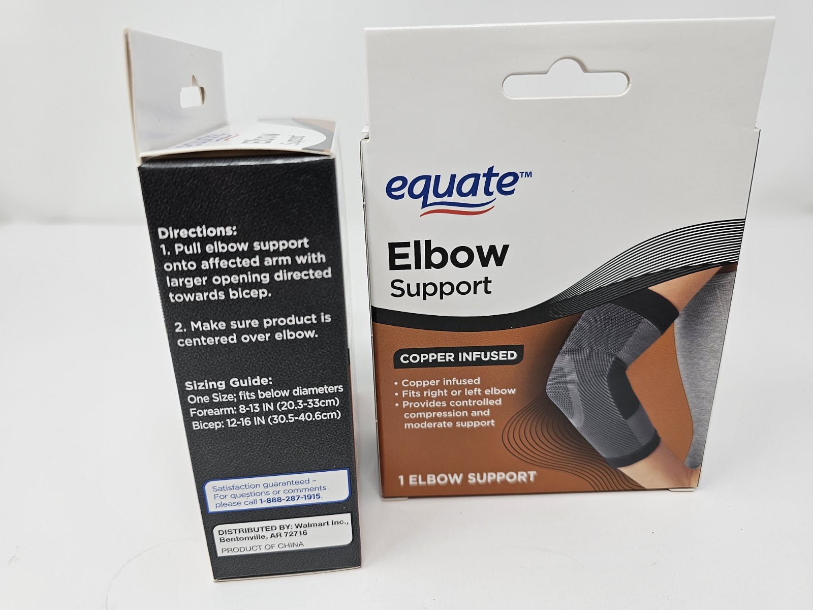 Equate Elbow Support Copper Infused Compression & Moderate Support Lot Of 2 New