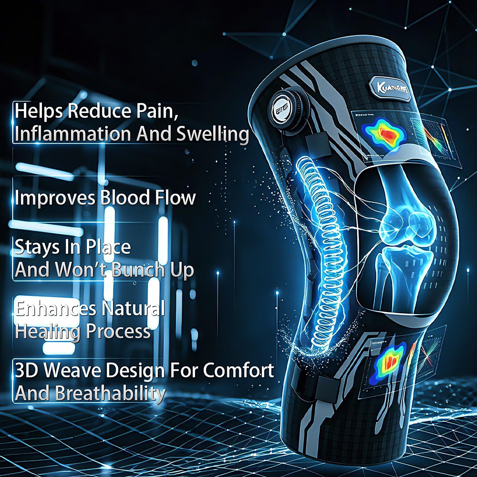 Kuangmi Blue White-Right Medium Single Knob Knee Brace