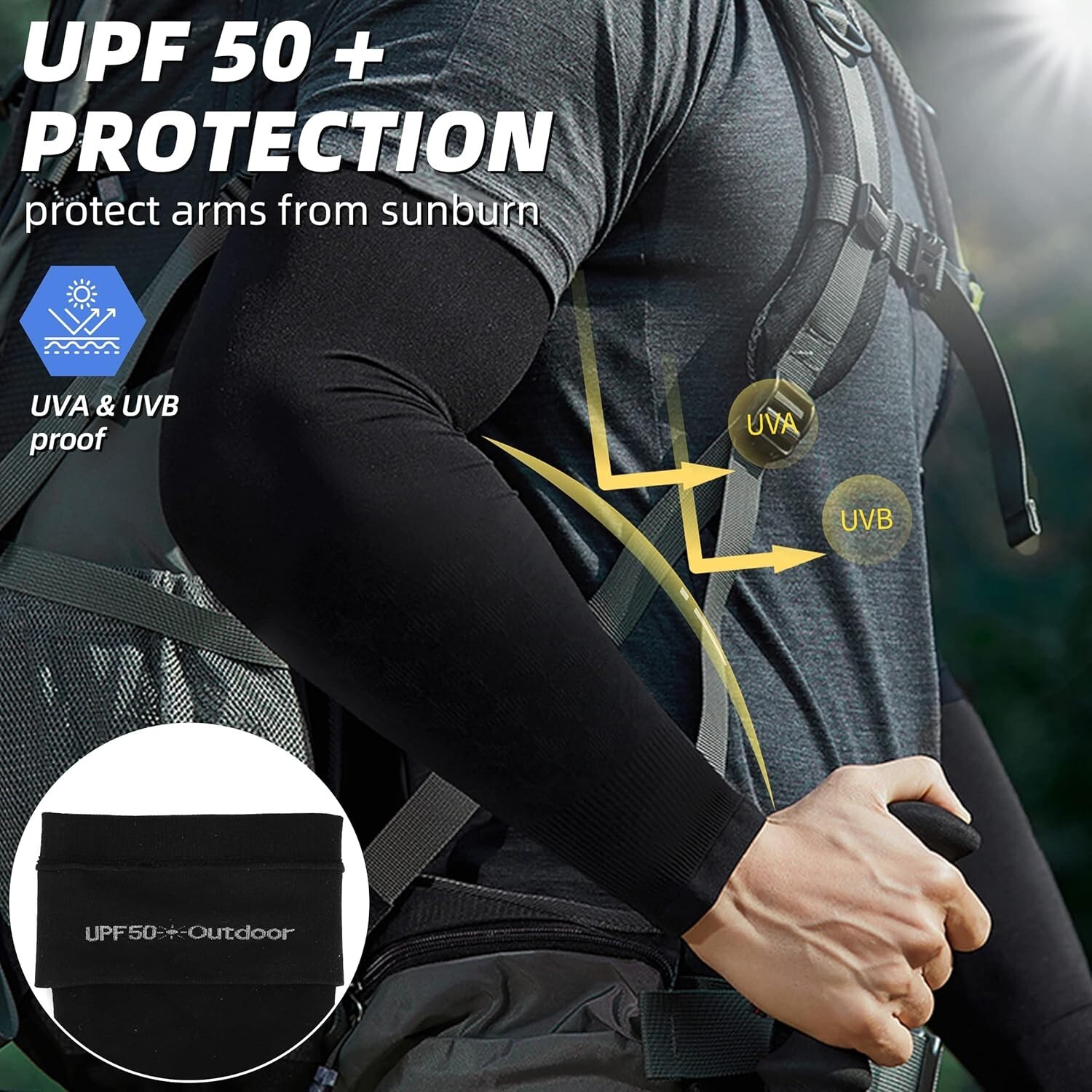 UV Sun Protection Arm Sleeves UPF 50 Cooling Compression Sleeves