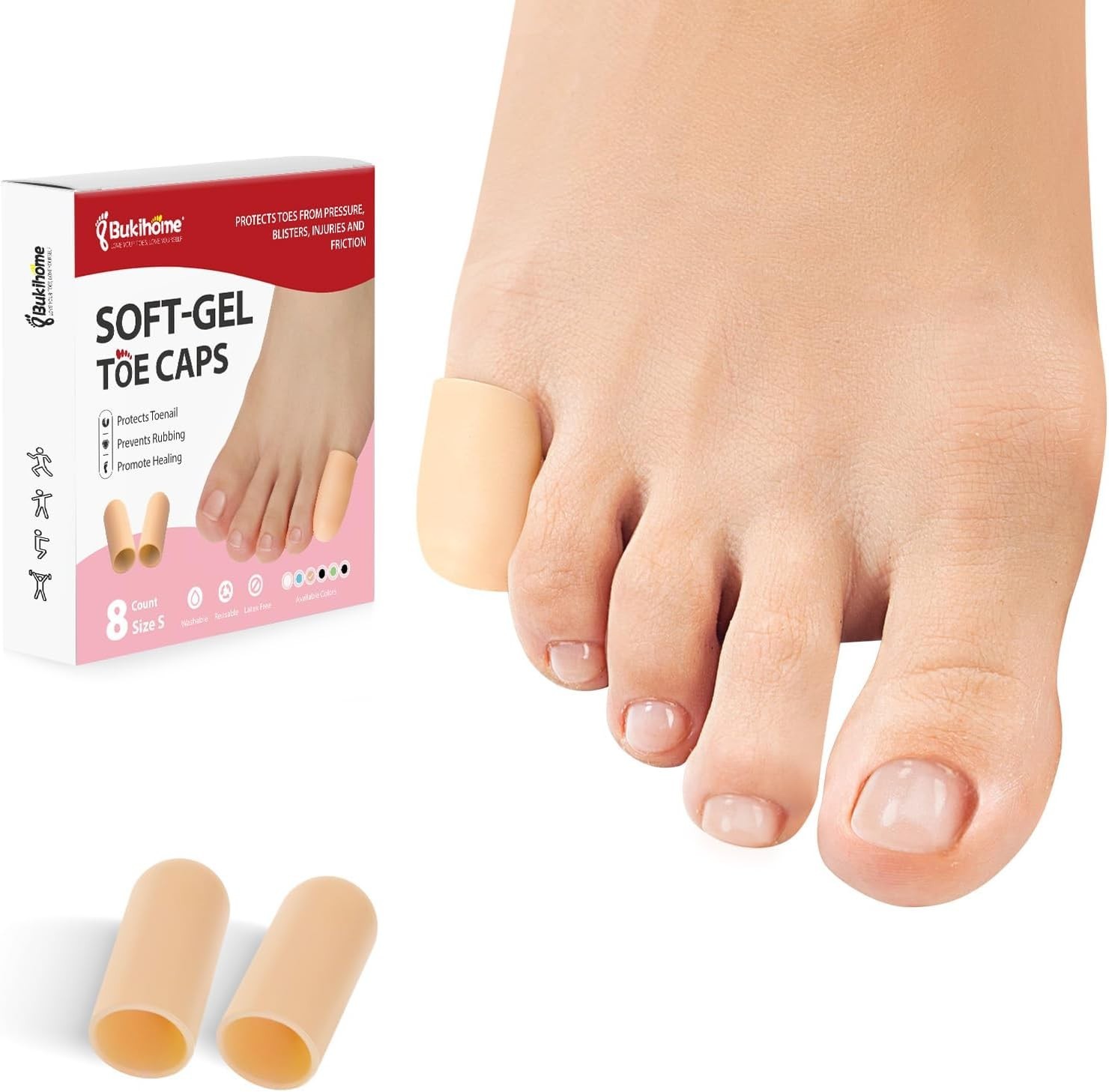 Adjustable Pinky Toe Caps – 8 Pcs Silicone Protectors for Running and Comfort