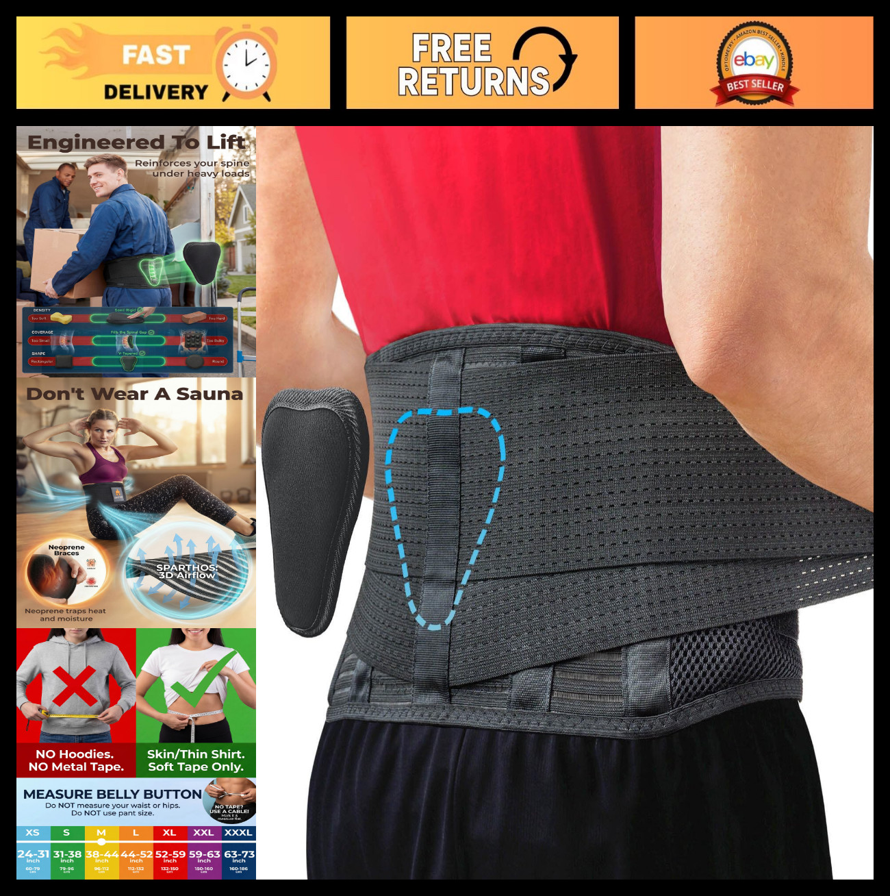 Lower Back Pain Relief Brace – Sciatica, Herniated Disc & Scoliosis Support – Br
