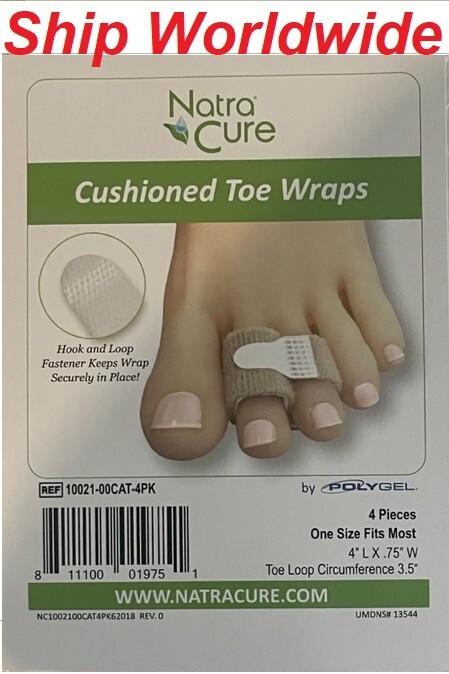 Broken Toe Wraps Hammer Toe Separator Splint Cushioned Bandages 4 pk NatraCure