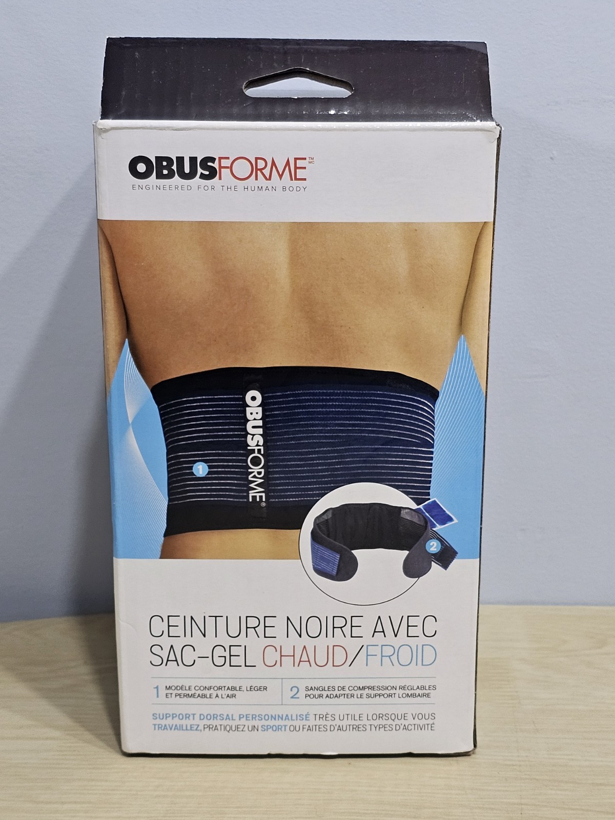 ObusForme Back Support Belt w/ Hot & Cold Gel Pack Adjustable Lumbar Brace Pain