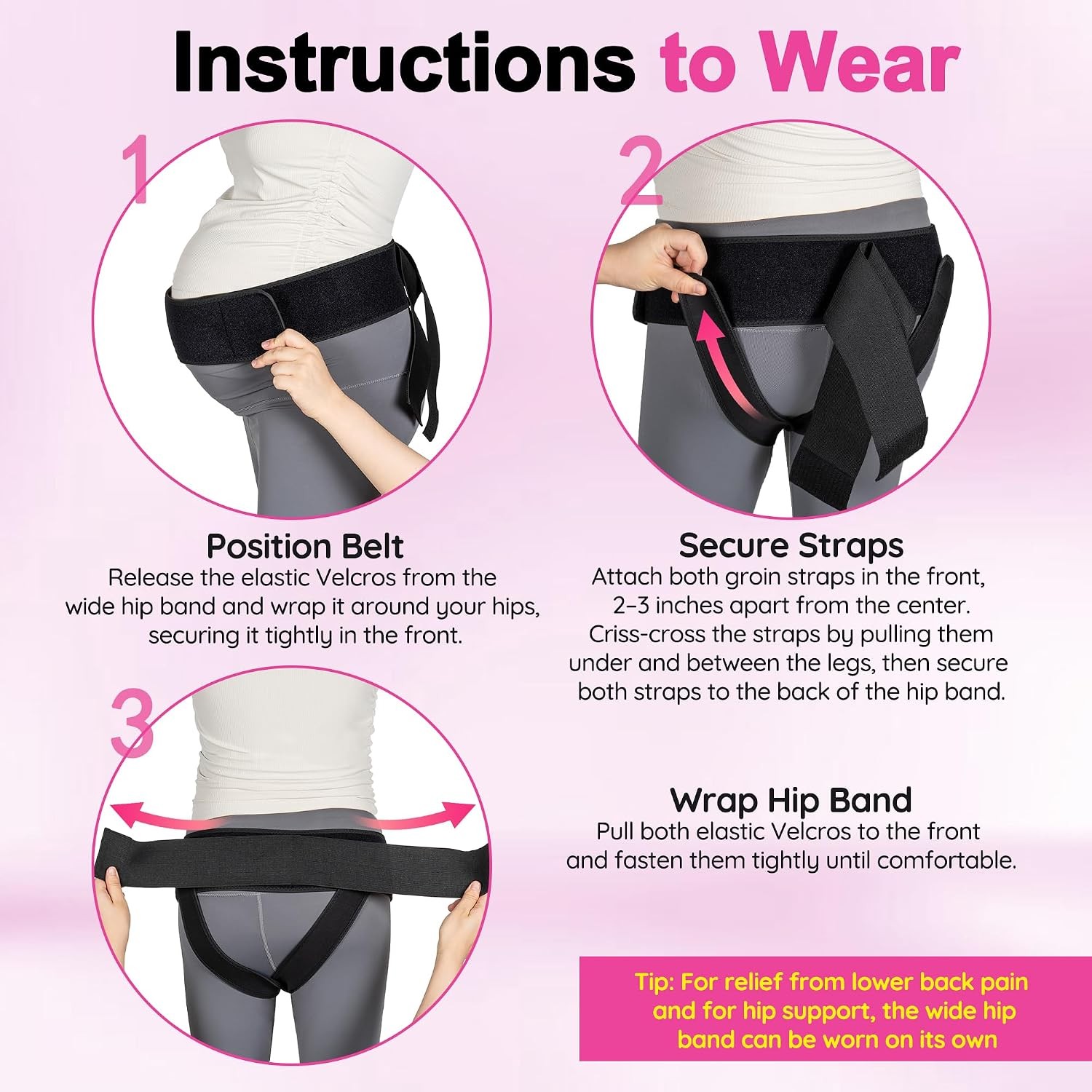 Adjustable Pregnancy Maternity Belt Pelvic Support Hip Relief Black Small Medium
