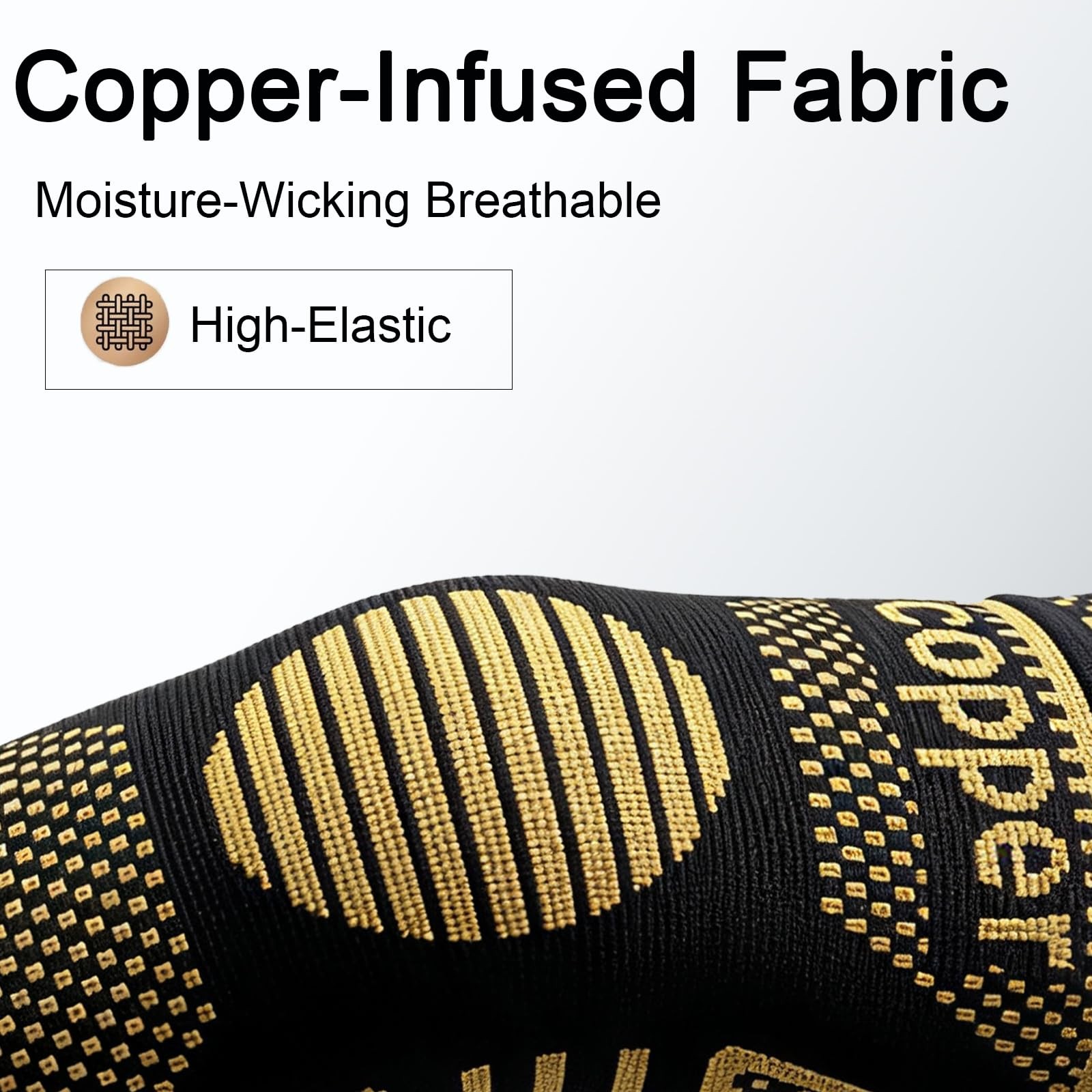 JIQUD Copper Elbow Compression Sleeve, Tennis Medium, Black-Copper