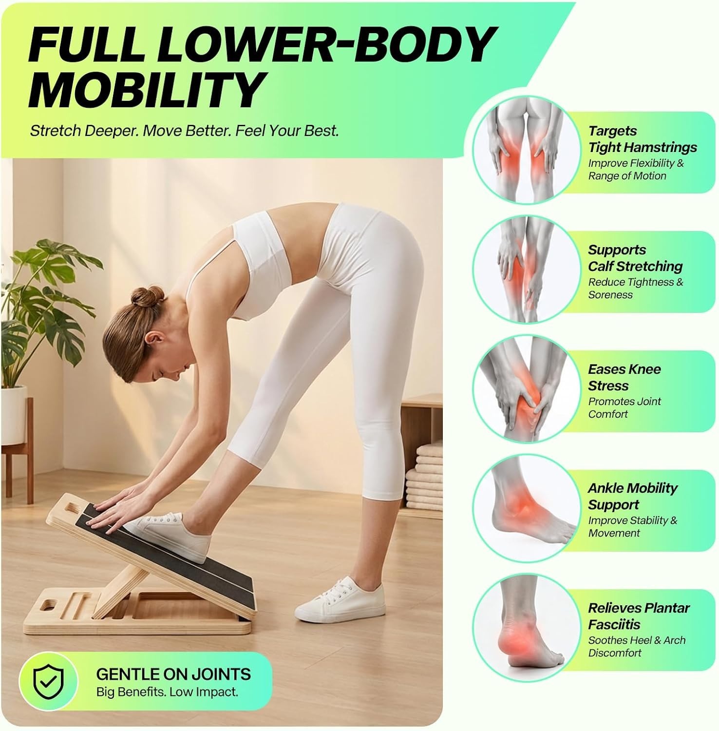 3rd Gen Adjustable Slant Board for Calf Stretching & Squat Wedge – Non-Slip P