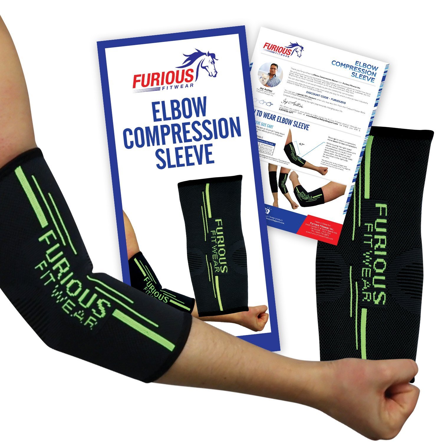 Furious Fitwear Elbow Compression Sleeve for Tennis Golfers Basketball