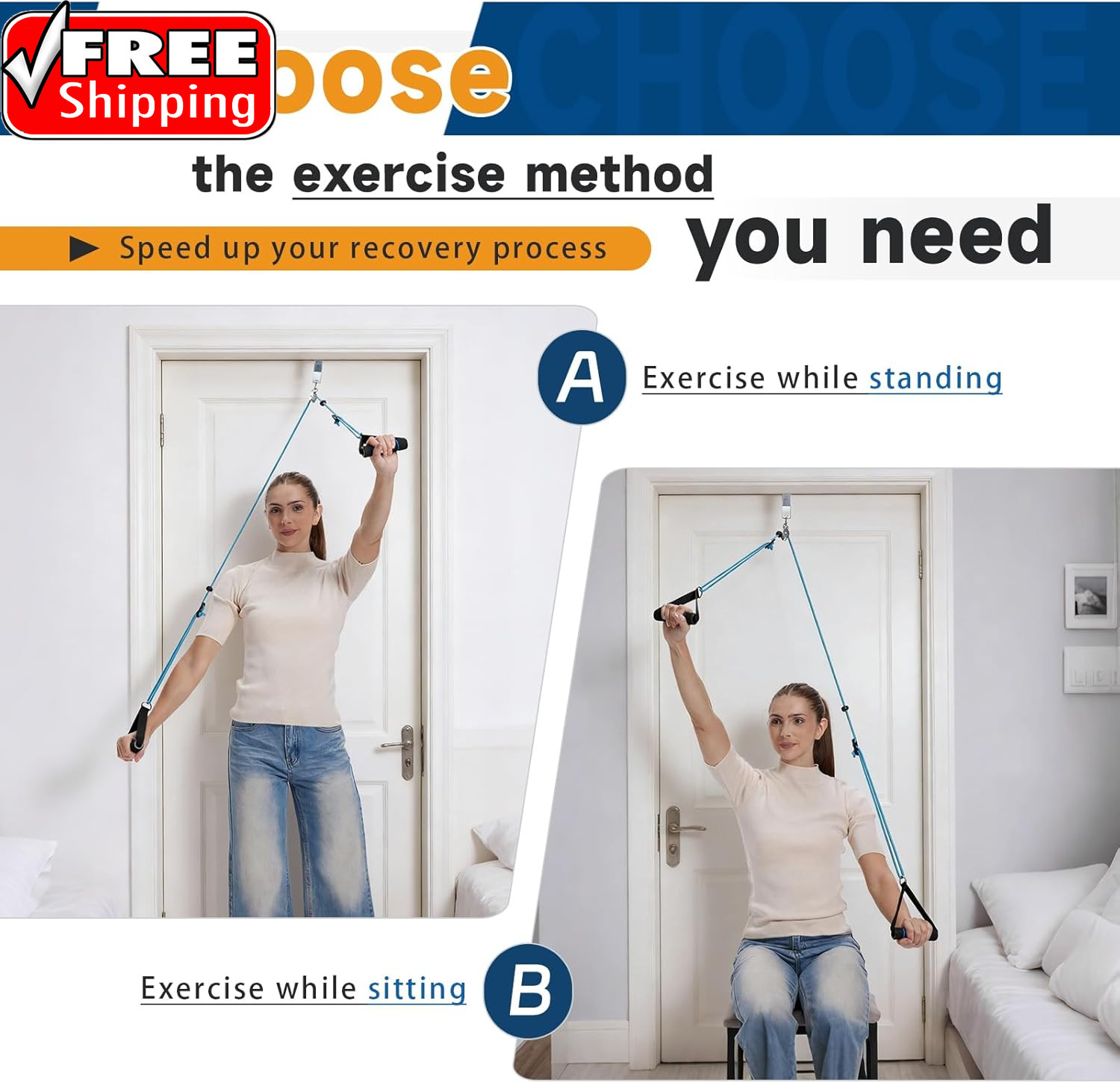 Shoulder Pulley for Physical Therapy, Rehab and Arm Exercise | Over-The-Door Pul