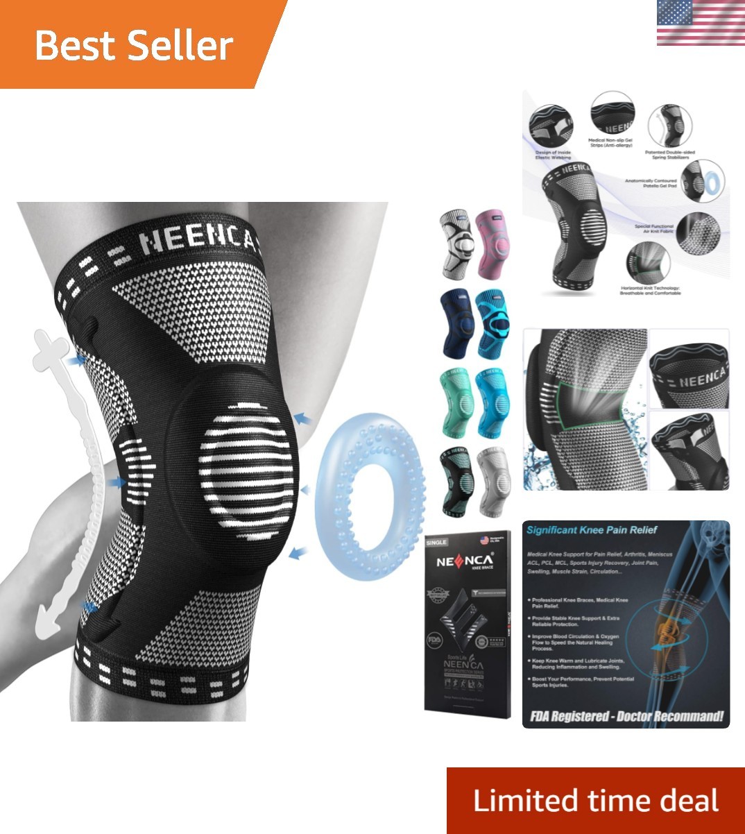 Knee Braces for Knee Pain Relief, Compression Knee Sleeves with Patella Gel P…