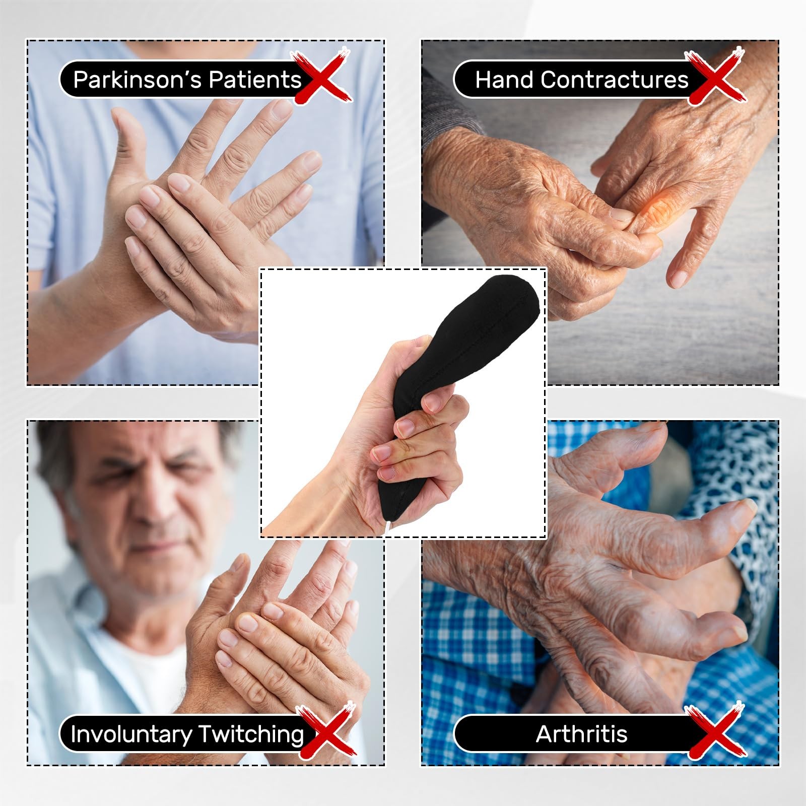 2 PCS Black Palm Protector Contracture Cushion Support Prevent Parkinson