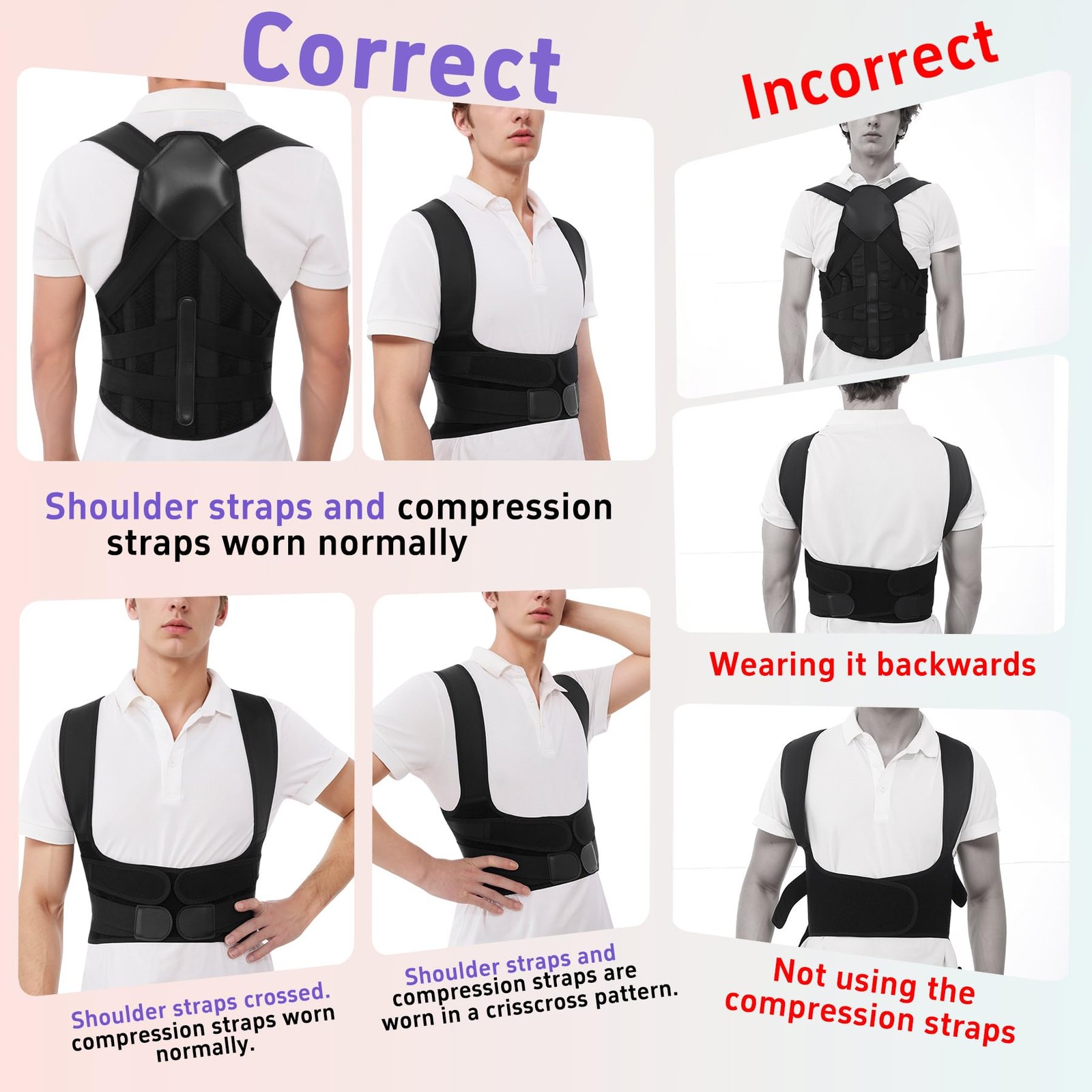 Posture Corrector for Women and Men,Back Brace X-Large, Black