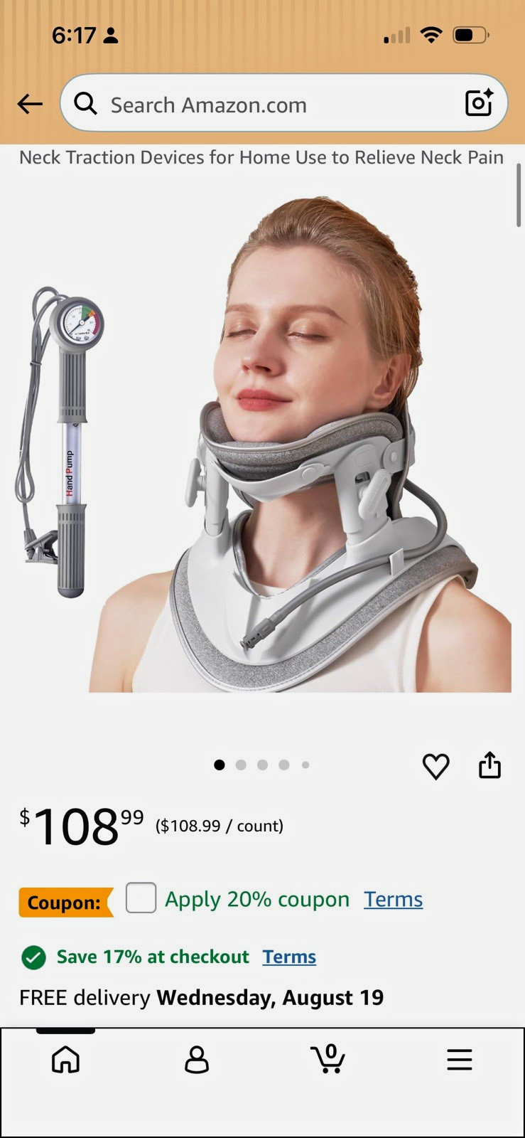 Zenopax JQAH-3 Adjustable Neck Traction Brace Pain Relief White Gray