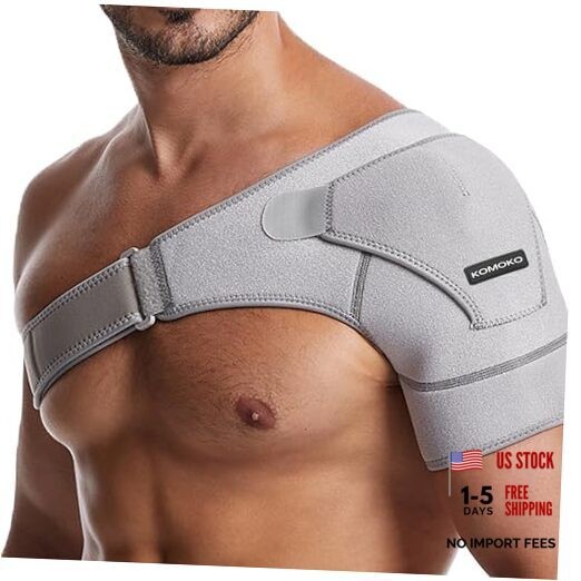 Komoko Shoulder Brace, Rotator Cuff Support Brace with Ice Pack Insertion Gray