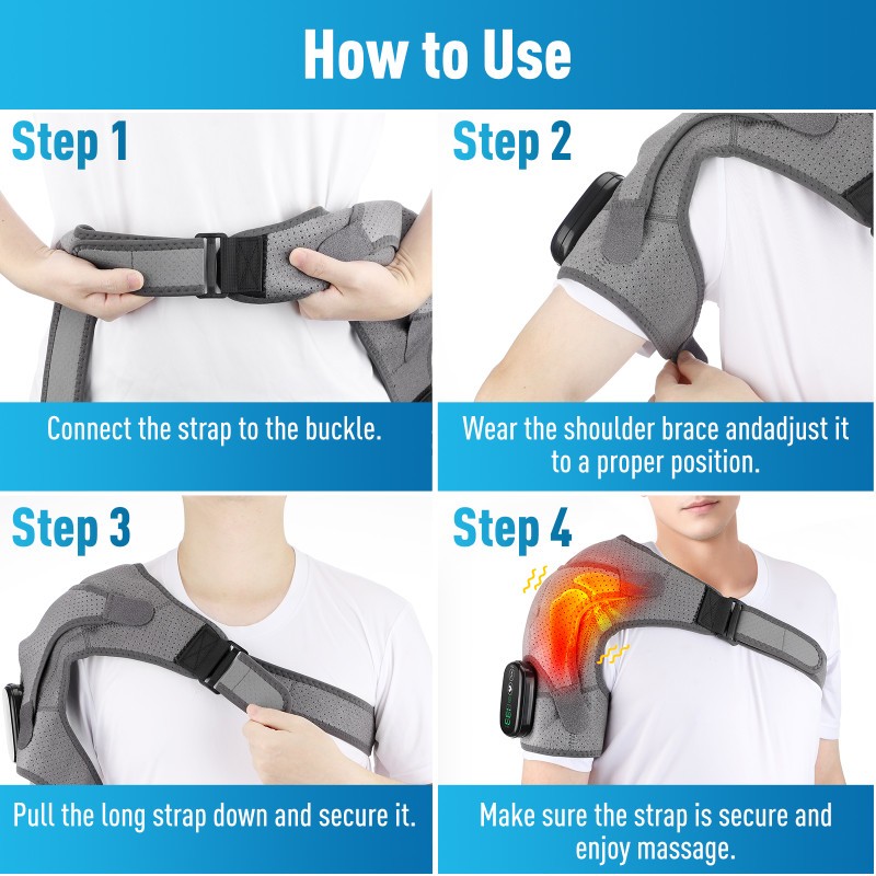 Electric Heated Shoulder Massager Brace with Vibration Therapy Joint Pain Relief