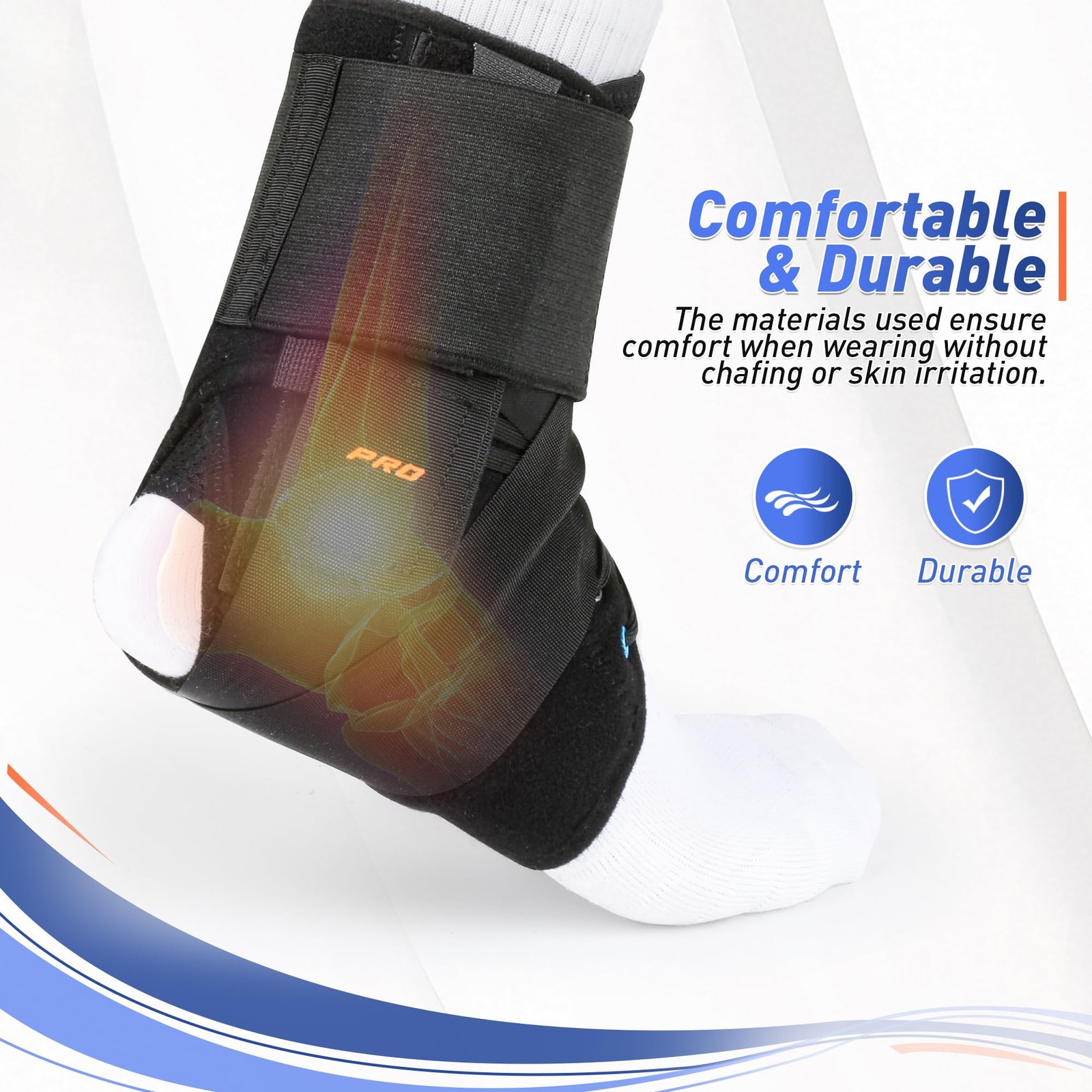 TIMTAKBO Figure‑8 Quick Lace Up Ankle Brace with Side Splints, Women Men