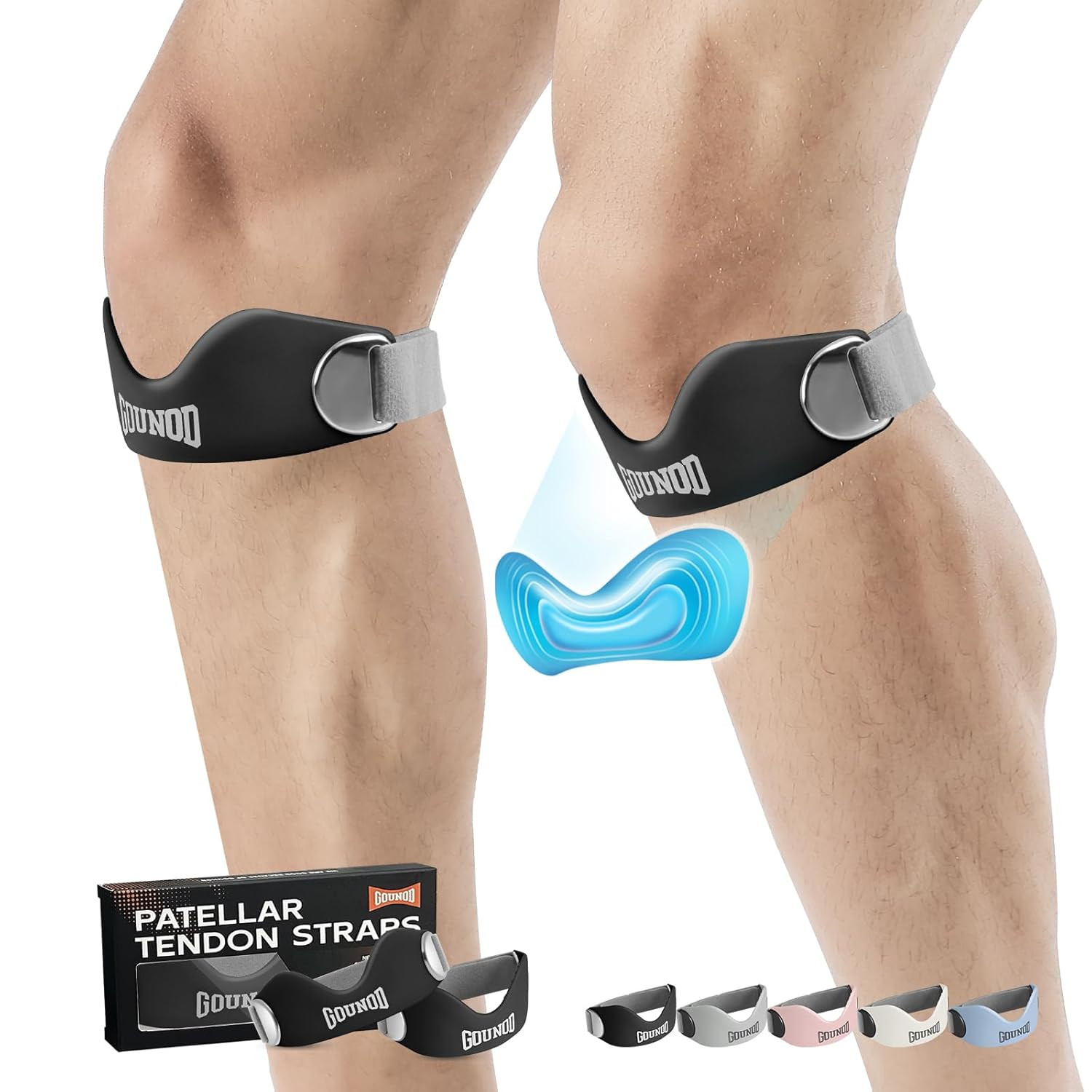 Silicone Patellar Tendon Support Strap 2 Pack,Knee Strap for Knee Pain Relief,Pa